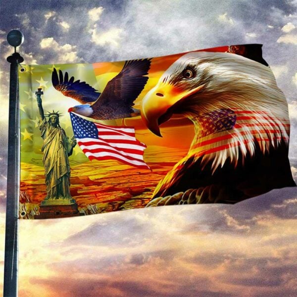 American Pride Grommet Flag Eagle Sunset Freedom PVC260513