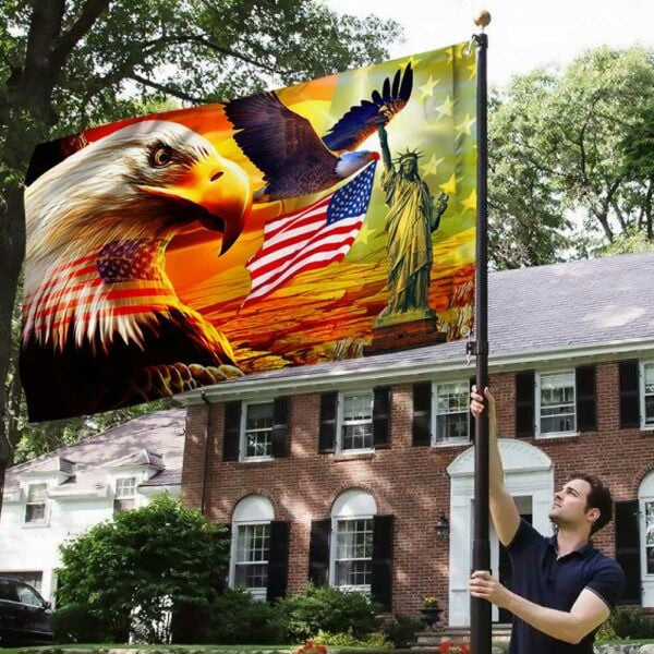 American Pride Grommet Flag Eagle Sunset Freedom PVC260513