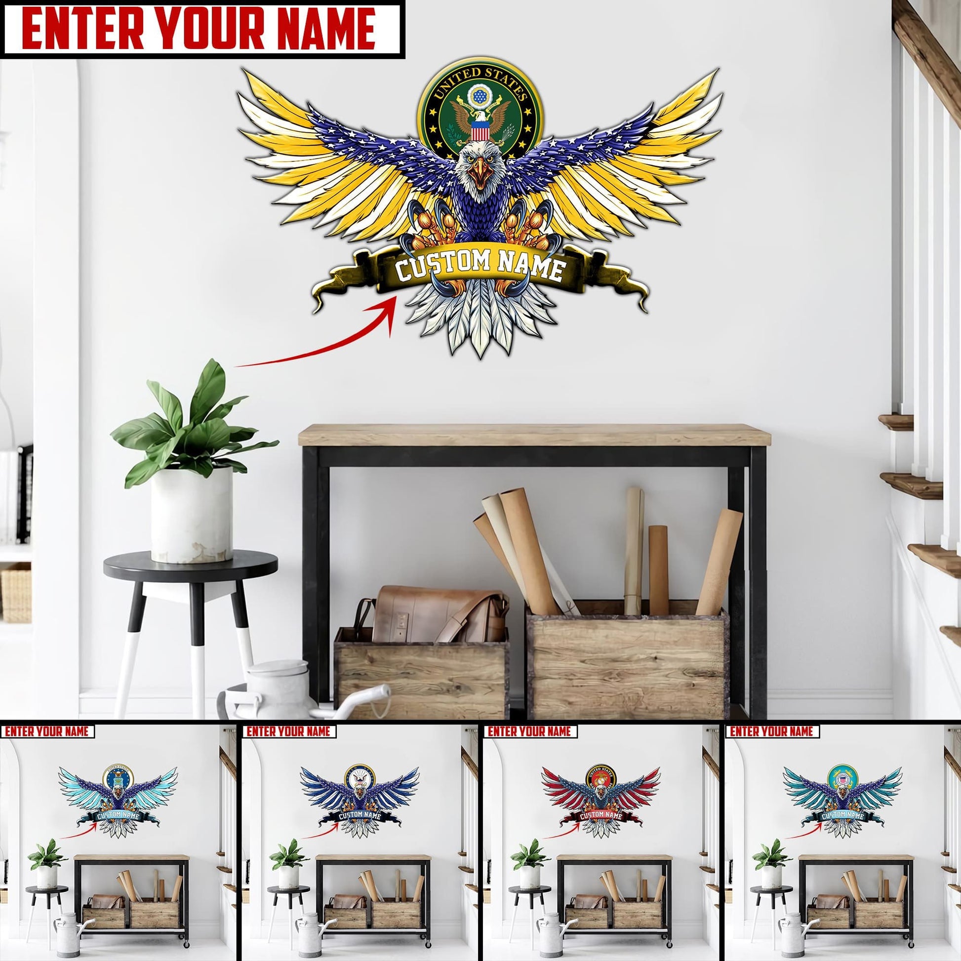 Customised U.S Multiple Service Veteran Metal Sign TVN240201