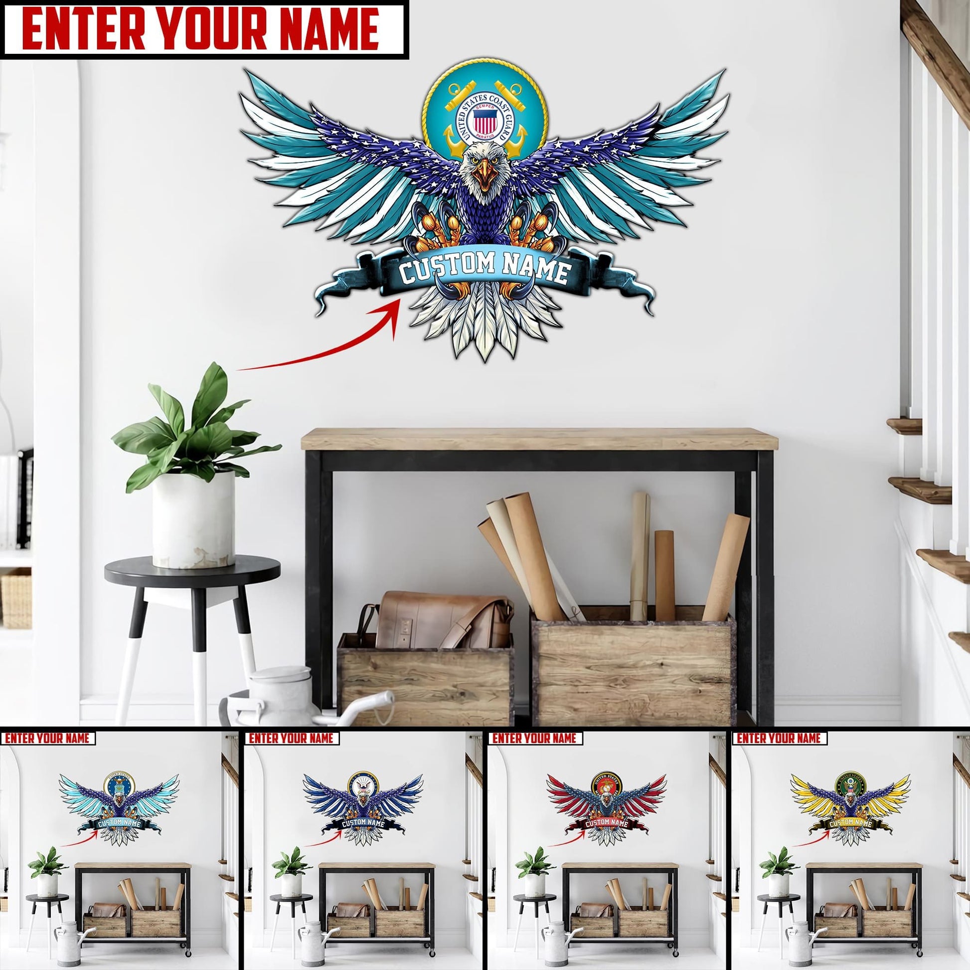 Customised U.S Multiple Service Veteran Metal Sign TVN240201