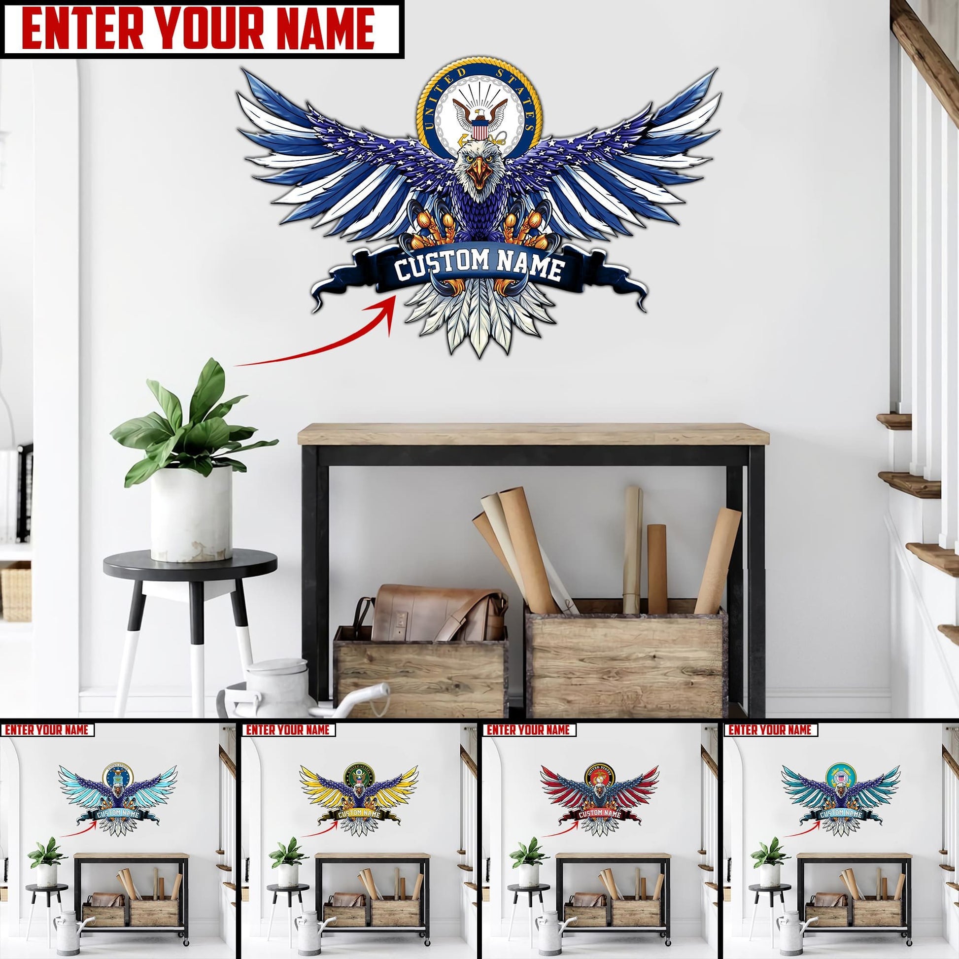 Customised U.S Multiple Service Veteran Metal Sign TVN240201