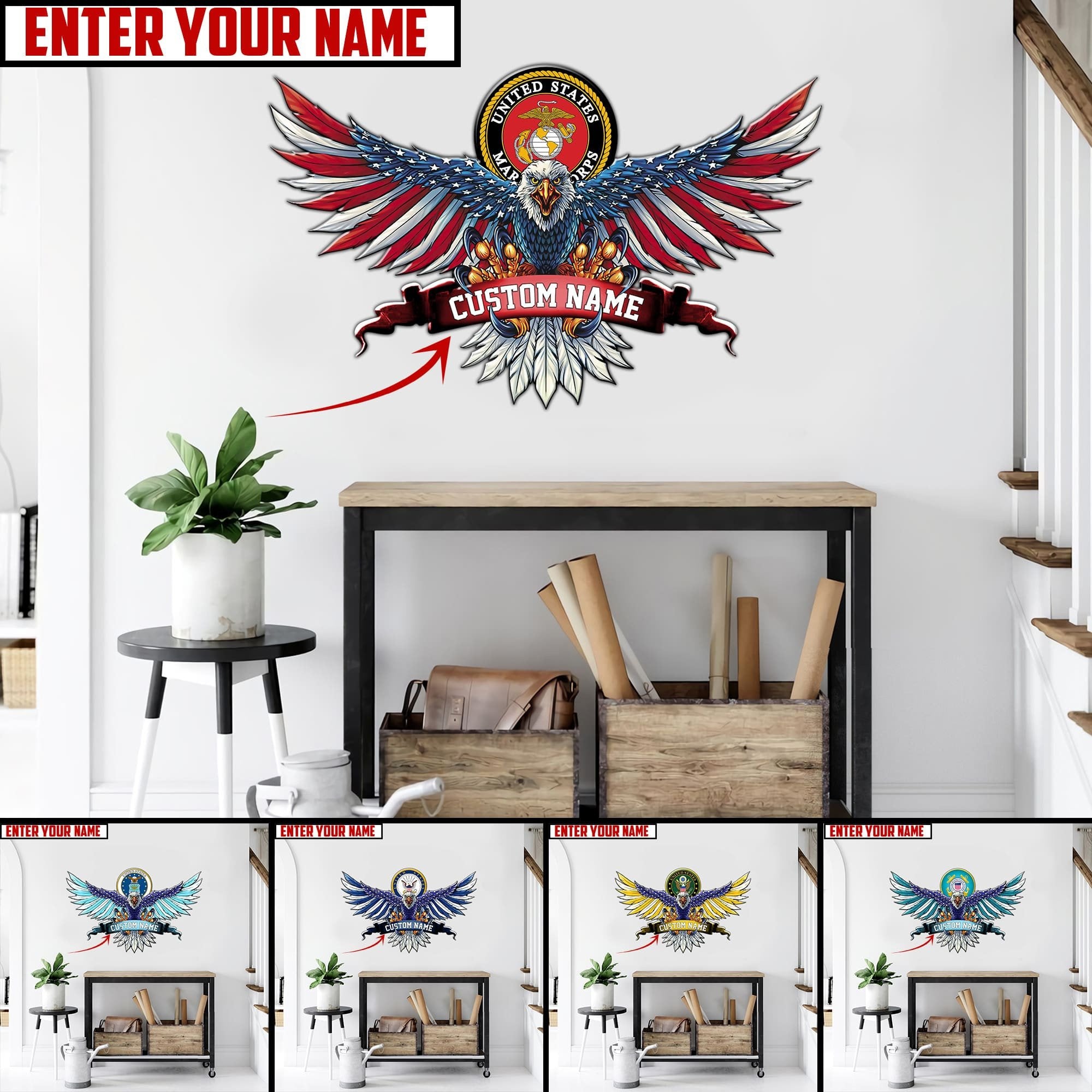 Customised U.S Multiple Service Veteran Metal Sign TVN240201