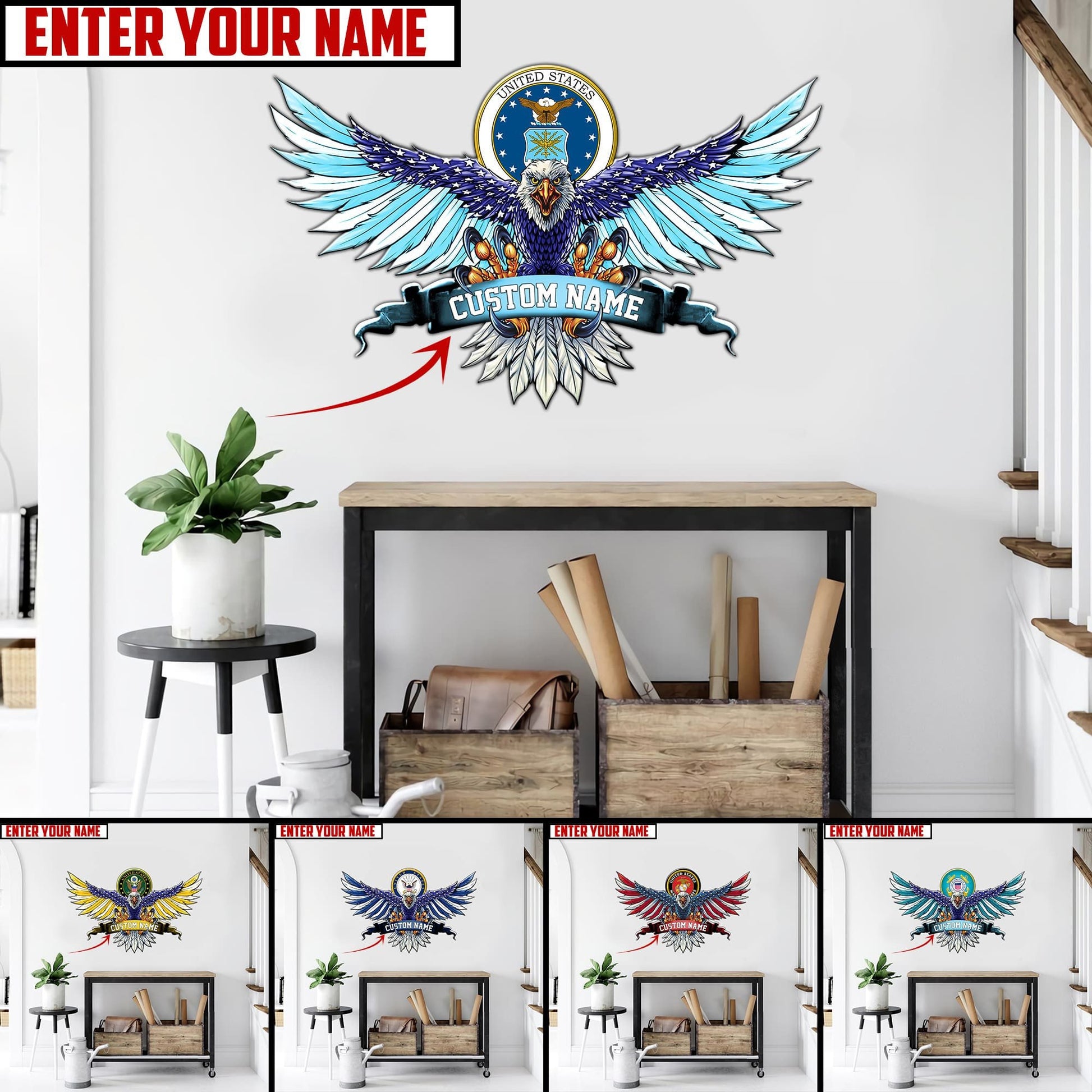 Customised U.S Multiple Service Veteran Metal Sign TVN240201