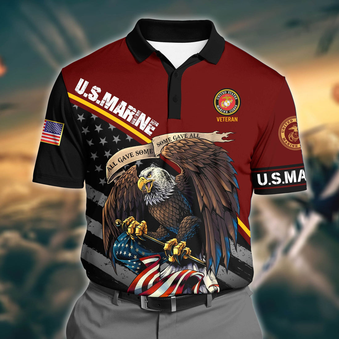 Premium U.S Marine 3D Polo All Over Printed DDD020602MT
