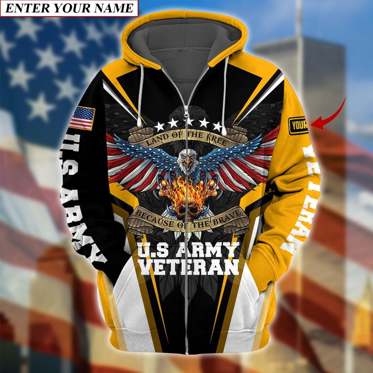 Premium Unique Personalized Army Veteran Zip Hoodie PVC071001