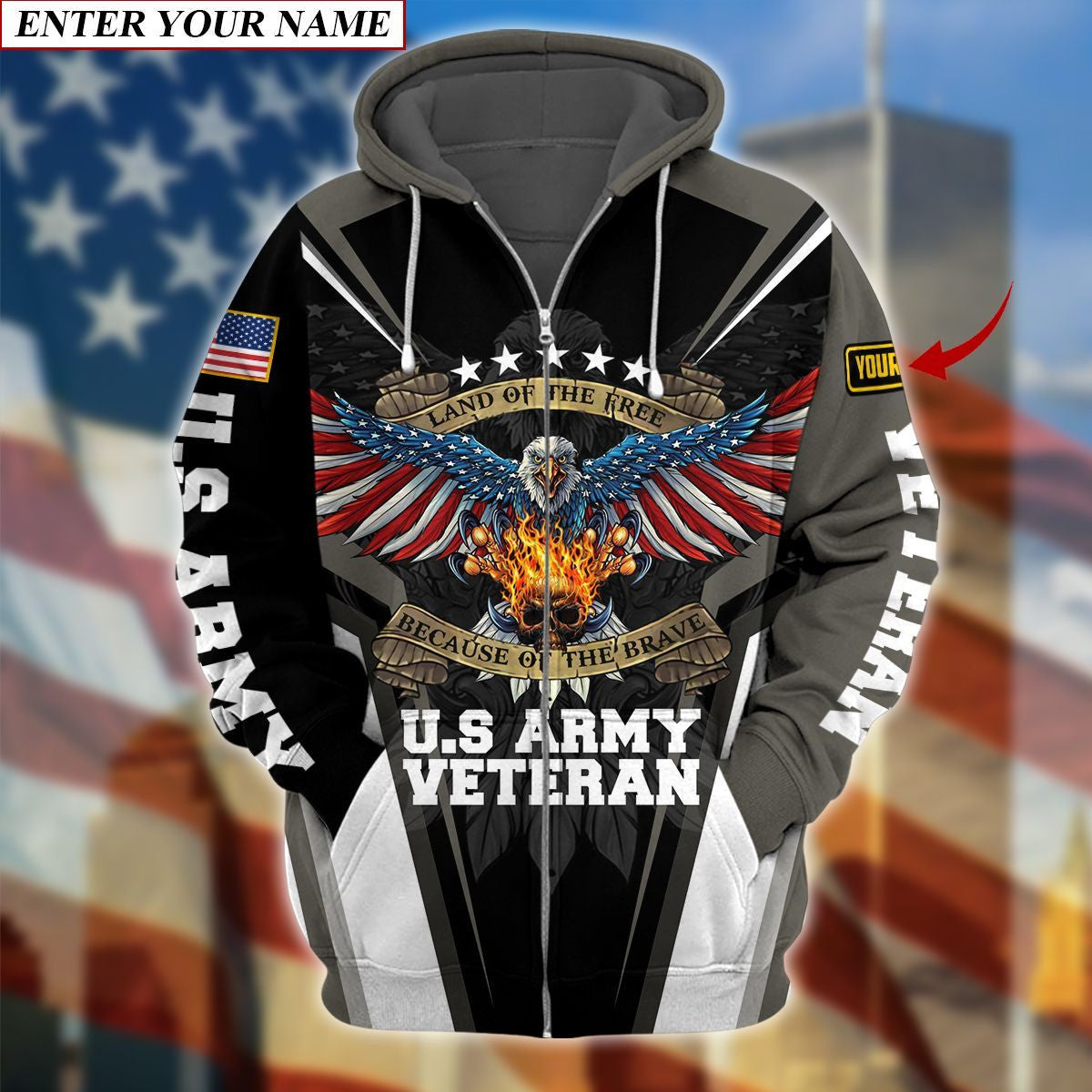 Premium Unique Personalized Army Veteran Zip Hoodie PVC071001
