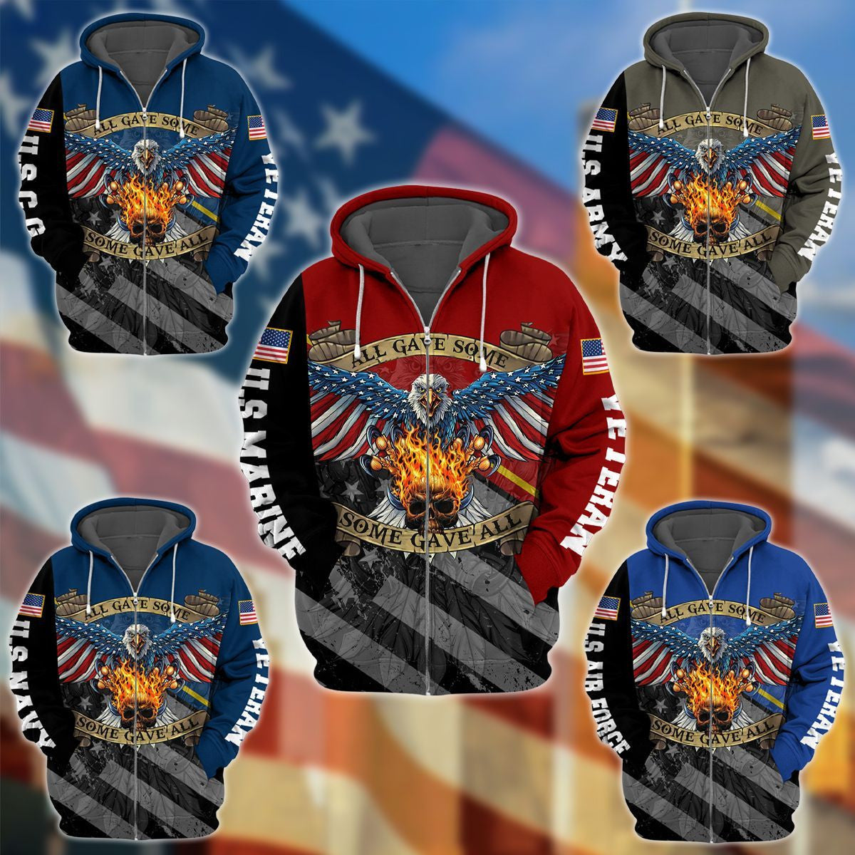 Premium Unique US Veteran Zip Hoodie PVC081001