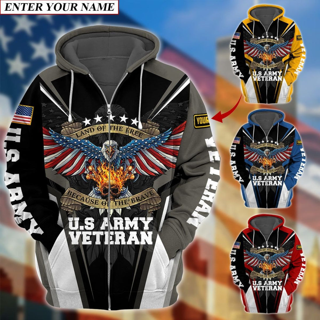 Premium Unique Personalized Army Veteran Zip Hoodie PVC071001