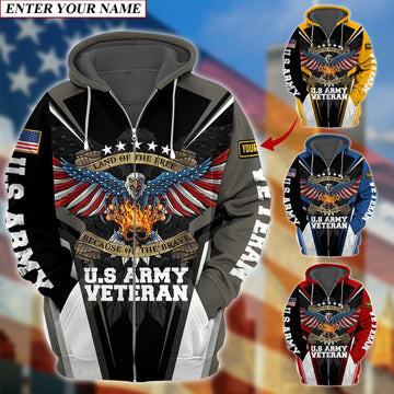 Premium Unique Personalized Army Veteran Zip Hoodie PVC071001
