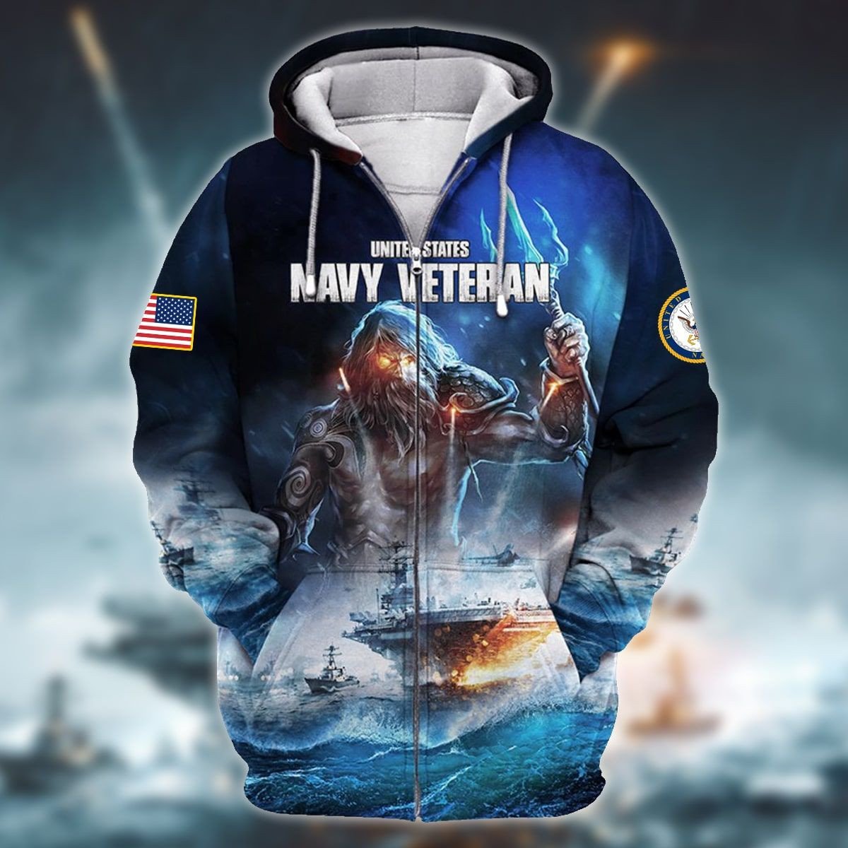 Premium Power American Veteran Navy Zip Hoodie Set NVT151001