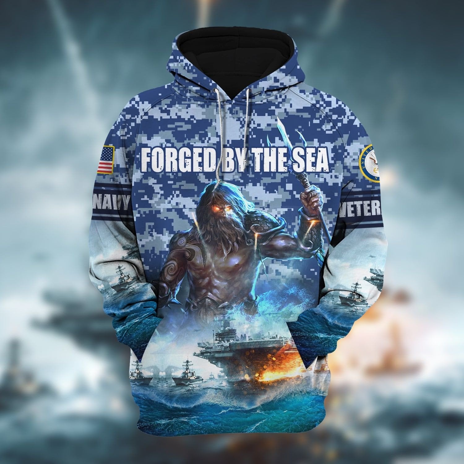 Premium Navy Veteran Hoodie And Zip Hoodie NVT161002