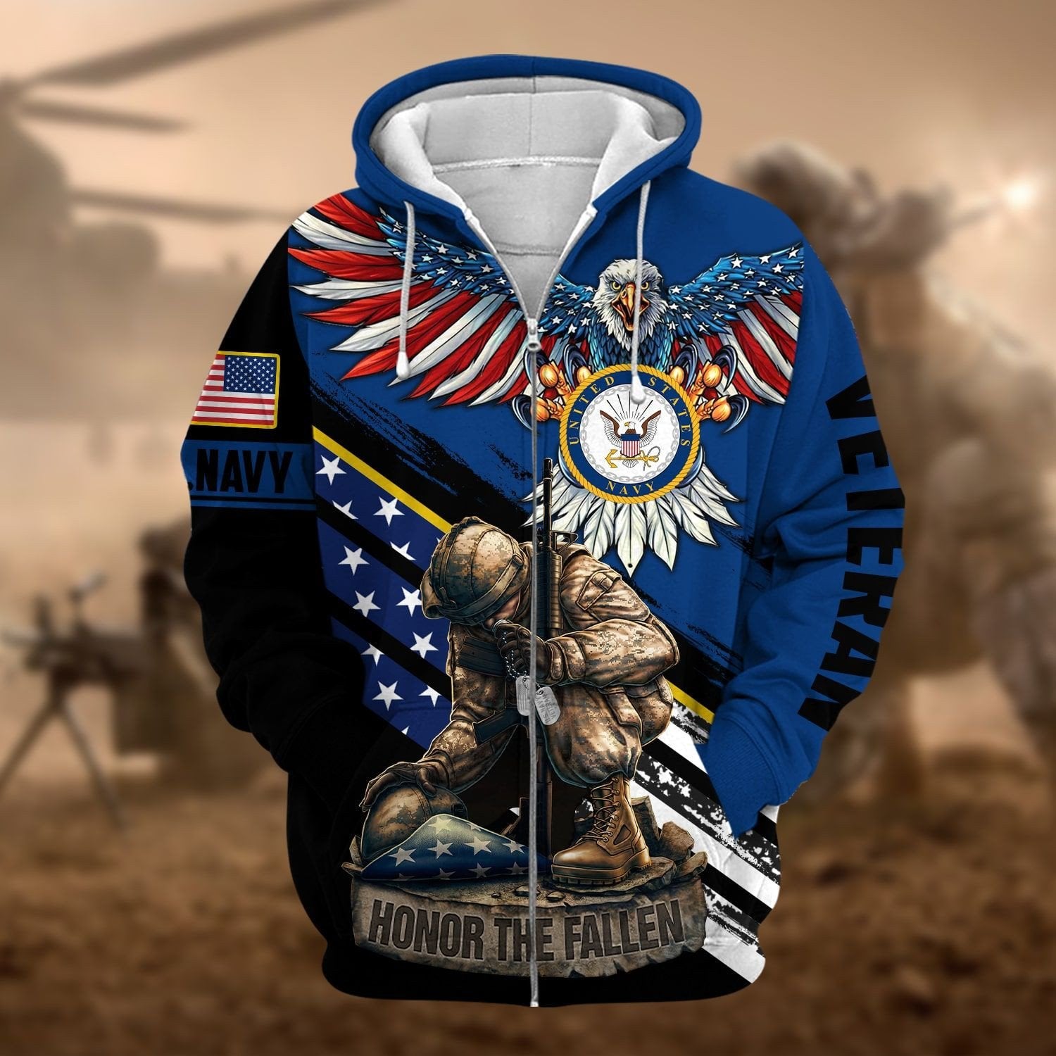 Unique Honor The Fallen Veteran Zip Hoodie PVC151001