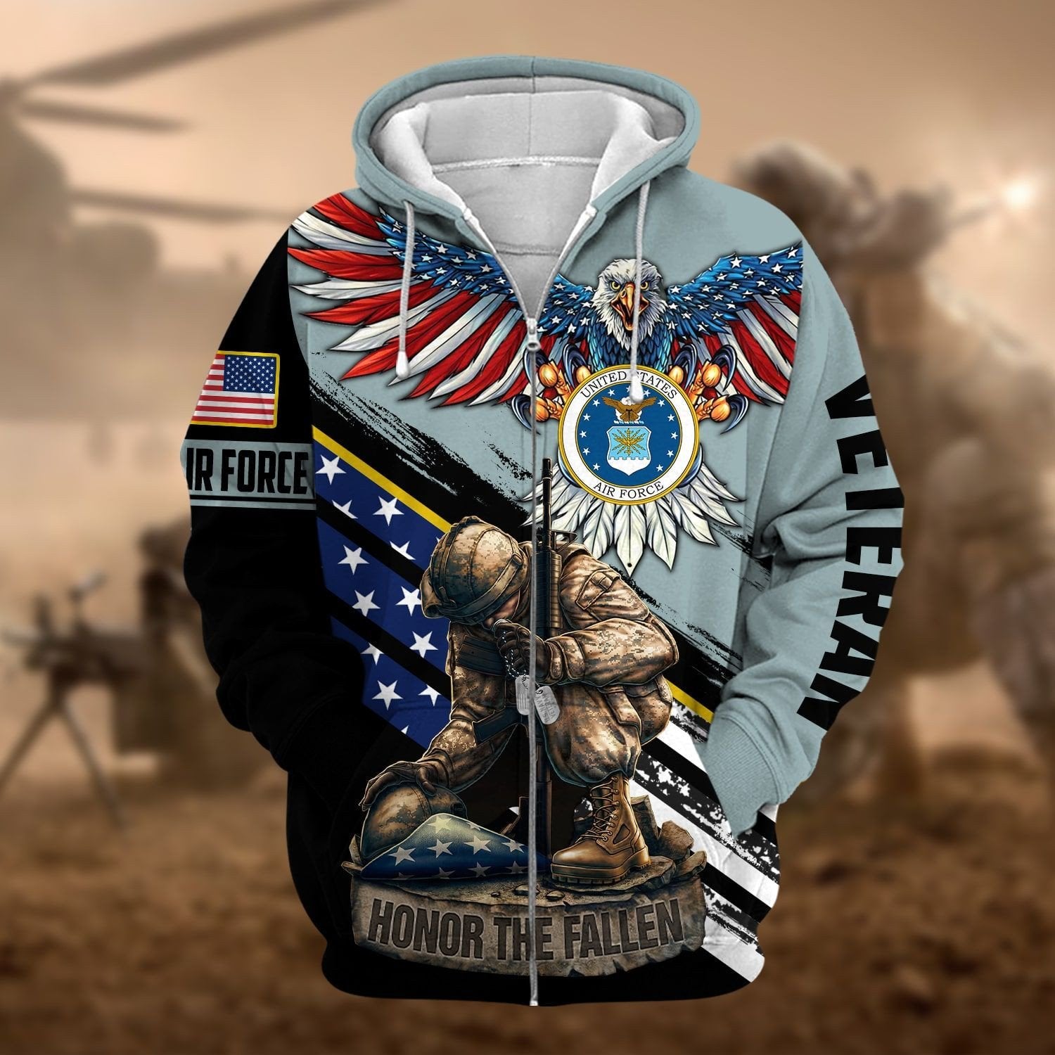 Unique Honor The Fallen Veteran Zip Hoodie PVC151001
