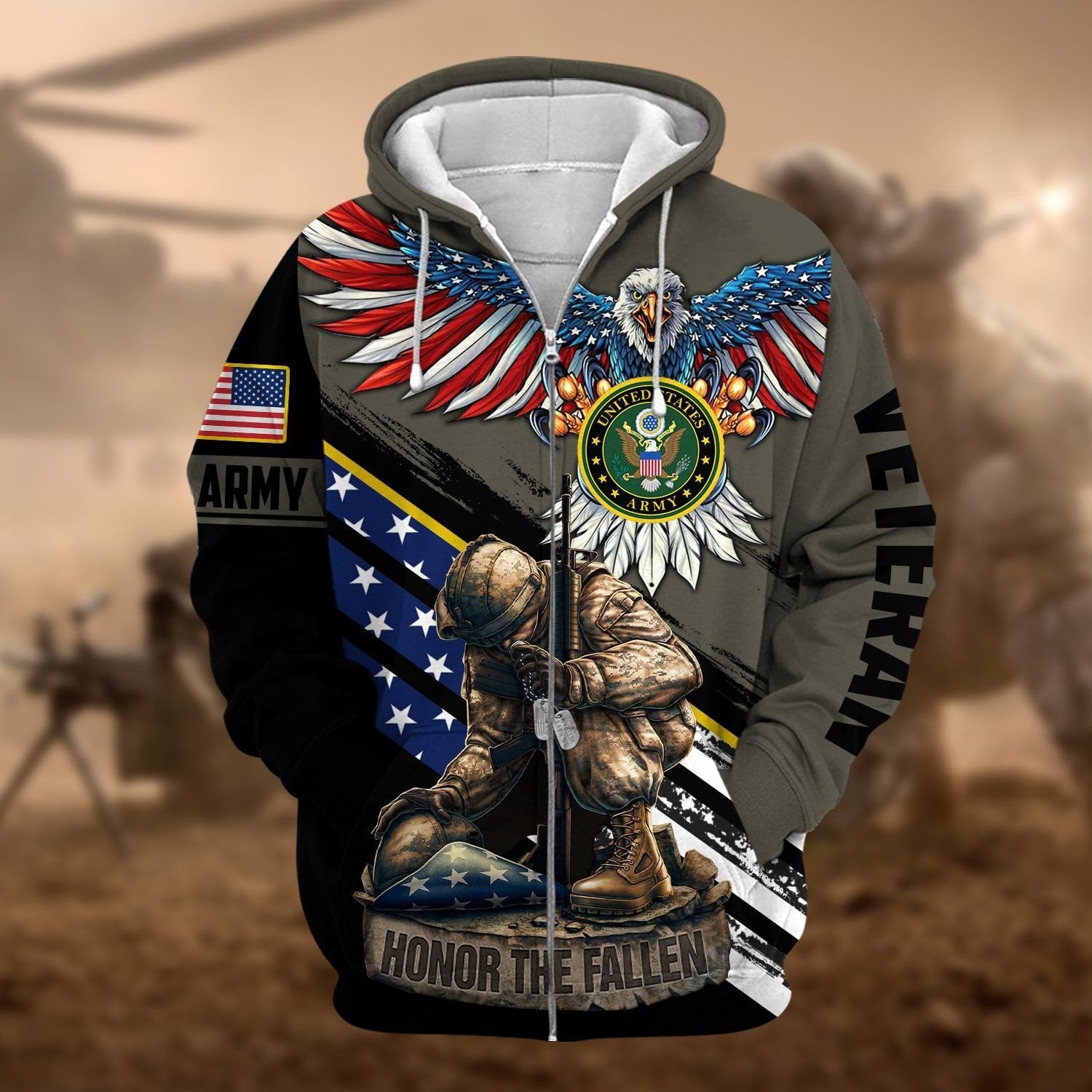 Unique Honor The Fallen Veteran Zip Hoodie PVC151001
