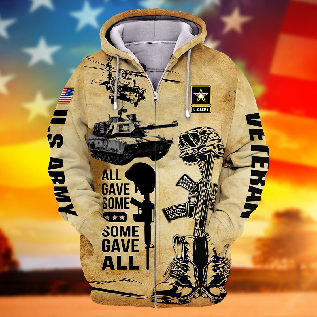 Premium American Veteran U.S Army Zip Hoodie PVC161001