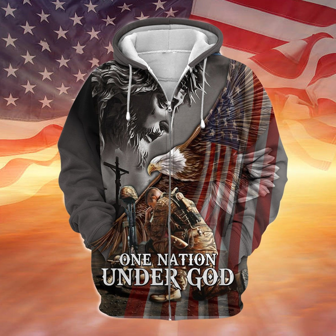 Premium Giesu With Veteran Hoodie And Zip Hoodie PVC181003