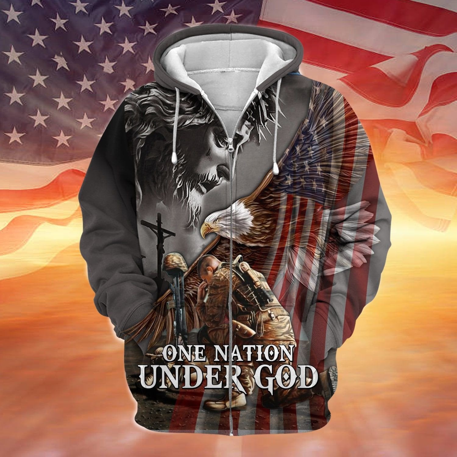 Premium Giesu With Veteran Hoodie And Zip Hoodie PVC181003