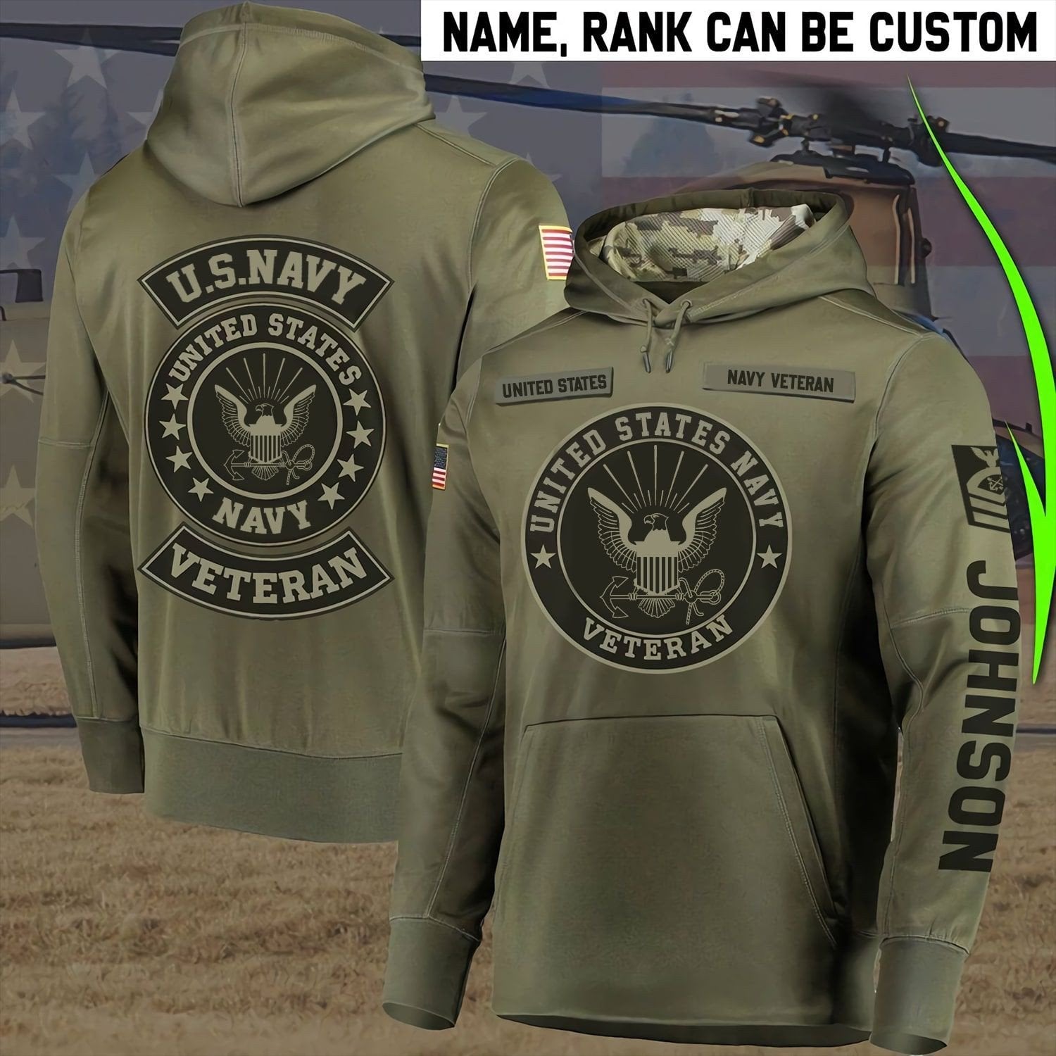 Personalized Multiple US Military Services Veteran Hoodie PVC181001