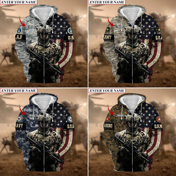 Personalized Name U.S Army Veteran Hoodie And Zip Hoodie NVT211001