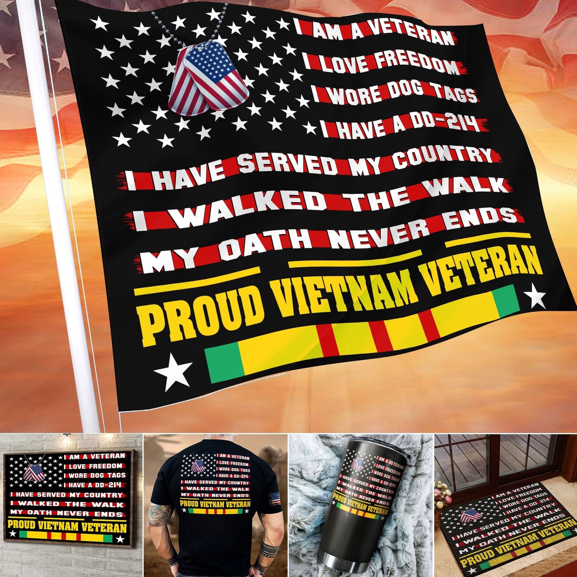 Premium I Am a VietNam Veteran Set Flag PVC231001