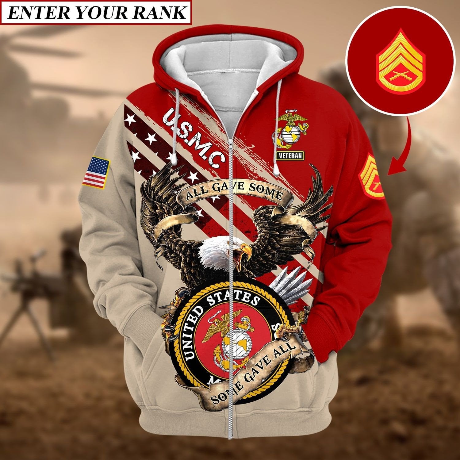 Premium Multiple US Military Services Veteran Personalize Zip Hoodie PVC241002