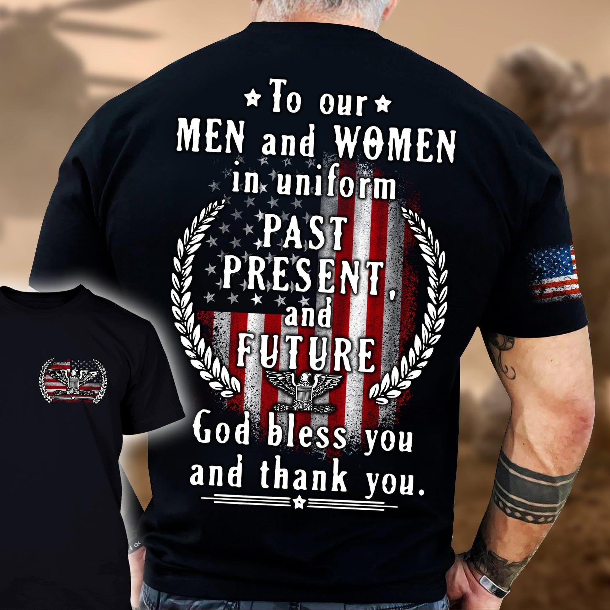 God Bless And Thank You Who In Uniform T-Shirt PVC211002