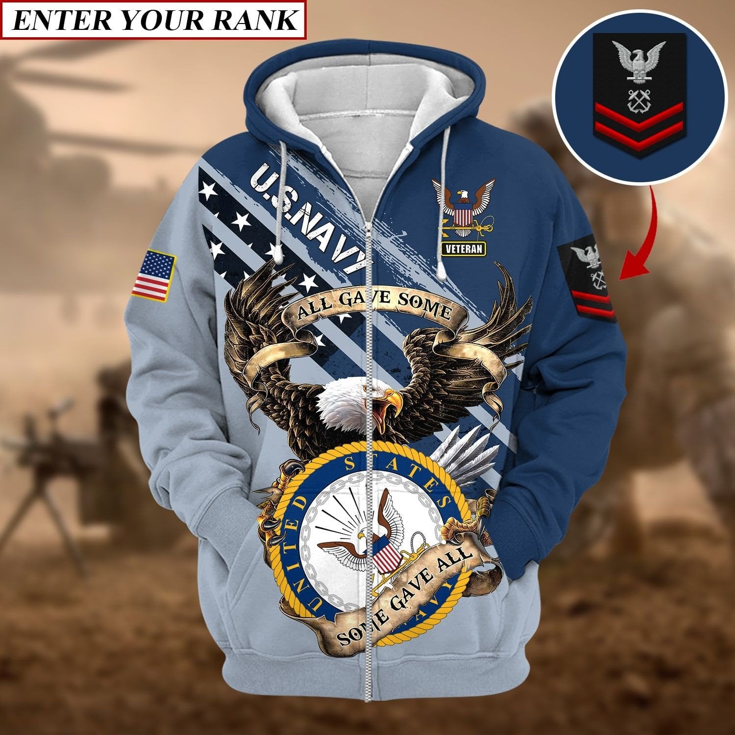 Premium Multiple US Military Services Veteran Personalize Zip Hoodie PVC241002