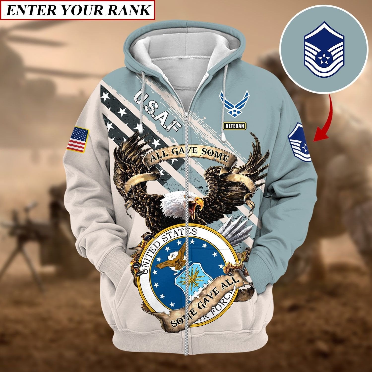 Premium Multiple US Military Services Veteran Personalize Zip Hoodie PVC241002