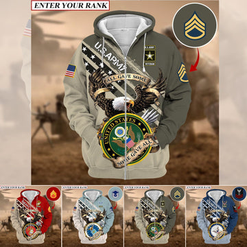 Premium Multiple US Military Services Veteran Personalize Zip Hoodie PVC241002