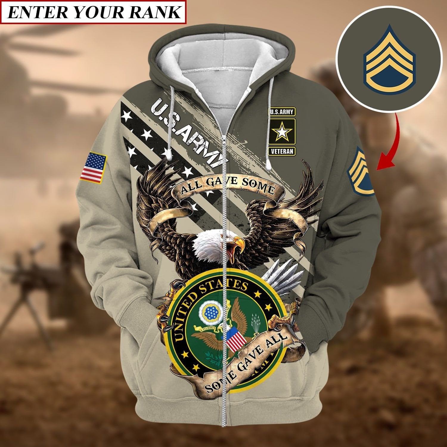 Premium Multiple US Military Services Veteran Personalize Zip Hoodie PVC241002