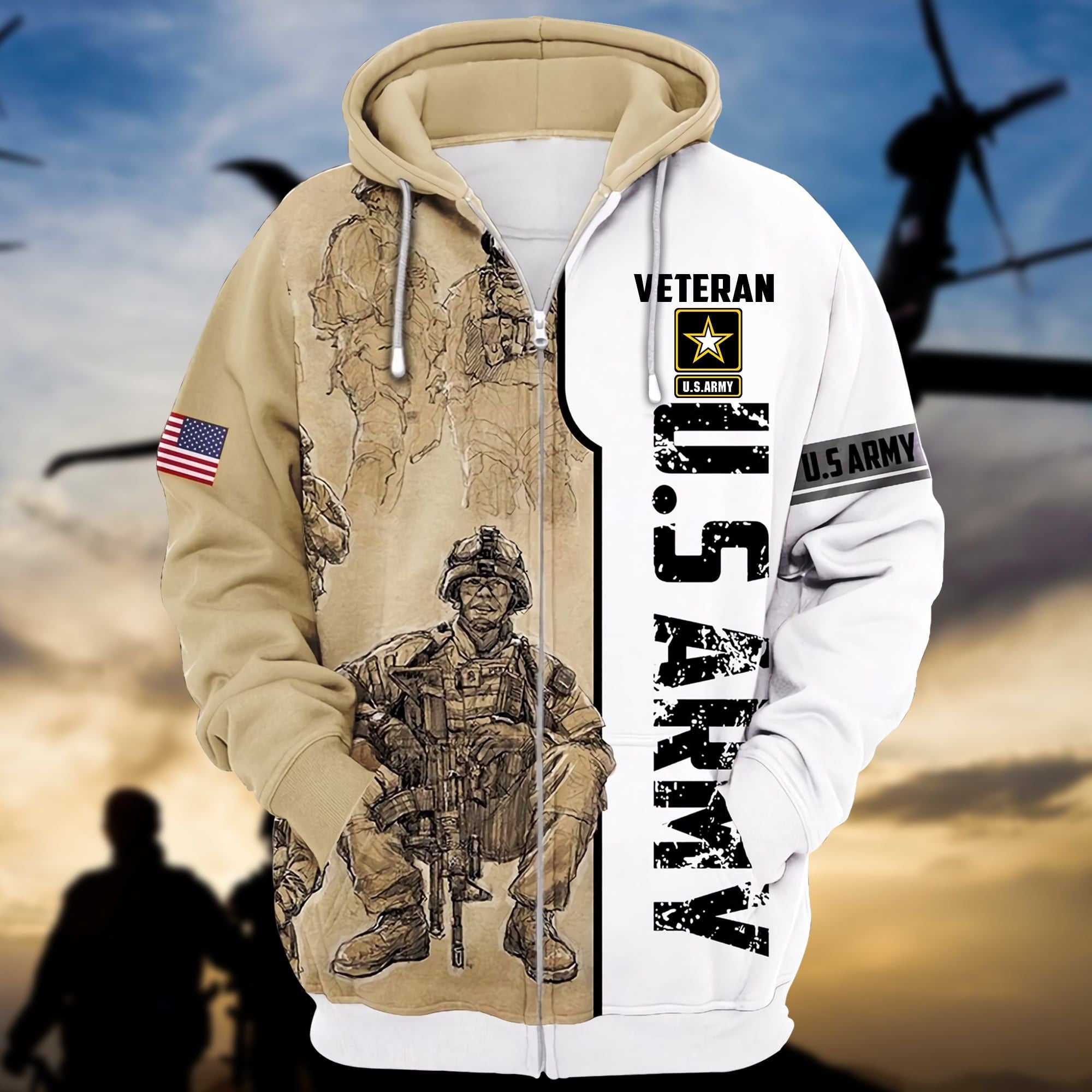 Premium U.S Army Veteran Zip Hoodie PVC261003