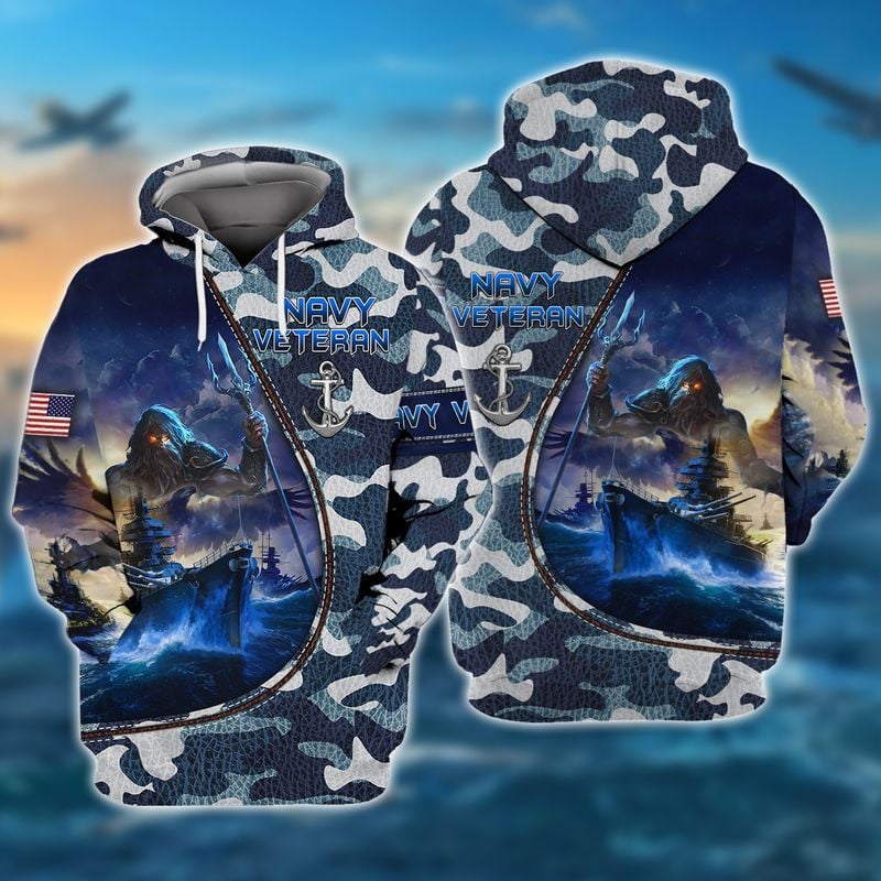 Premium Unique Navy Veteran Hoodie Ultra Soft and Warm LTANT250309DS