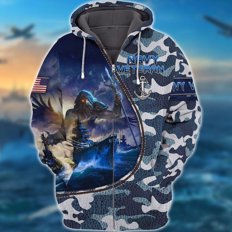 Premium Unique Navy Veteran Hoodie Ultra Soft and Warm LTANT250309DS