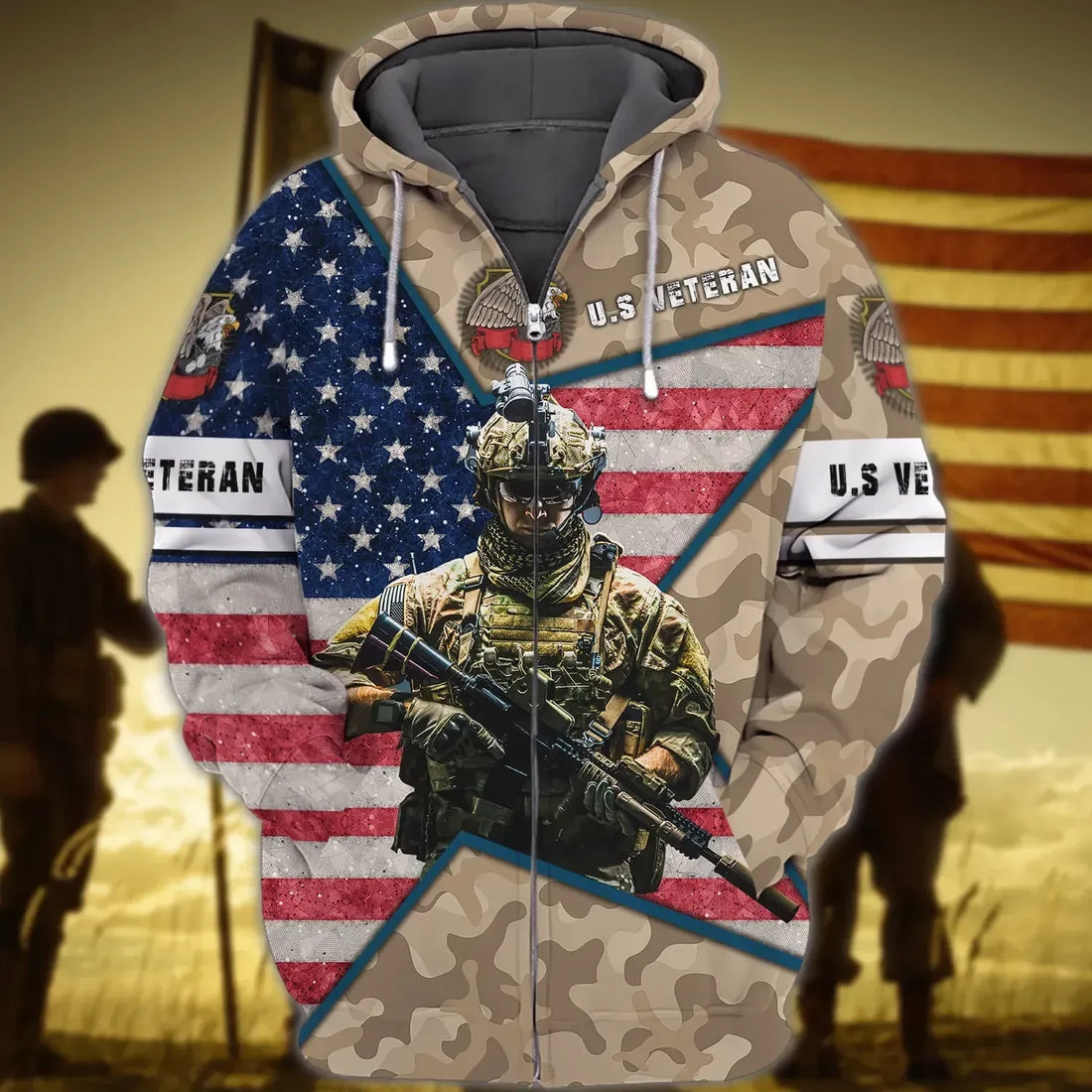 Premium Unique Veteran Zip Hoodie Ultra Soft and Warm LTADD190401DS
