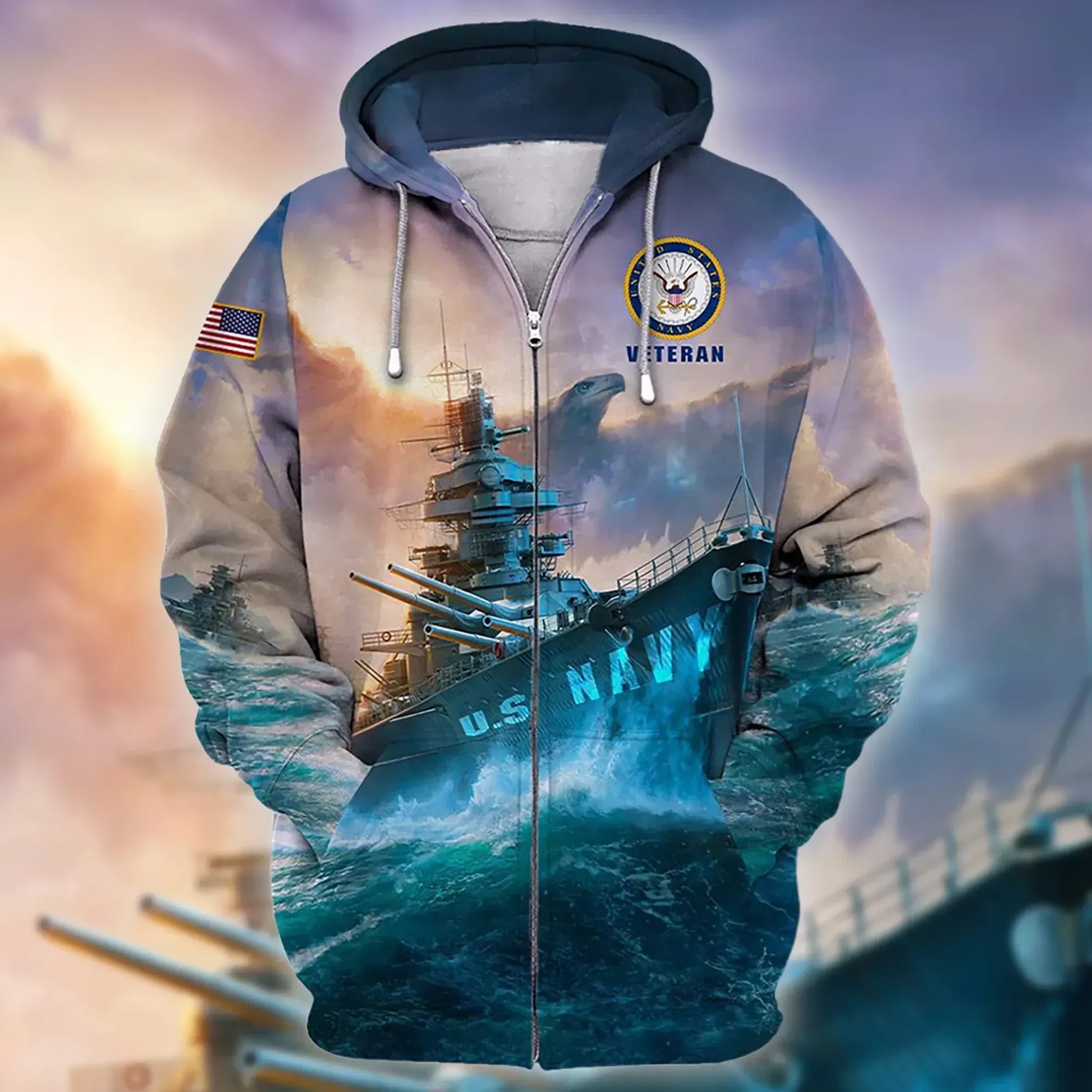 Premium Unique Veteran Zip Hoodie Ultra Soft and Warm VDT10015MD