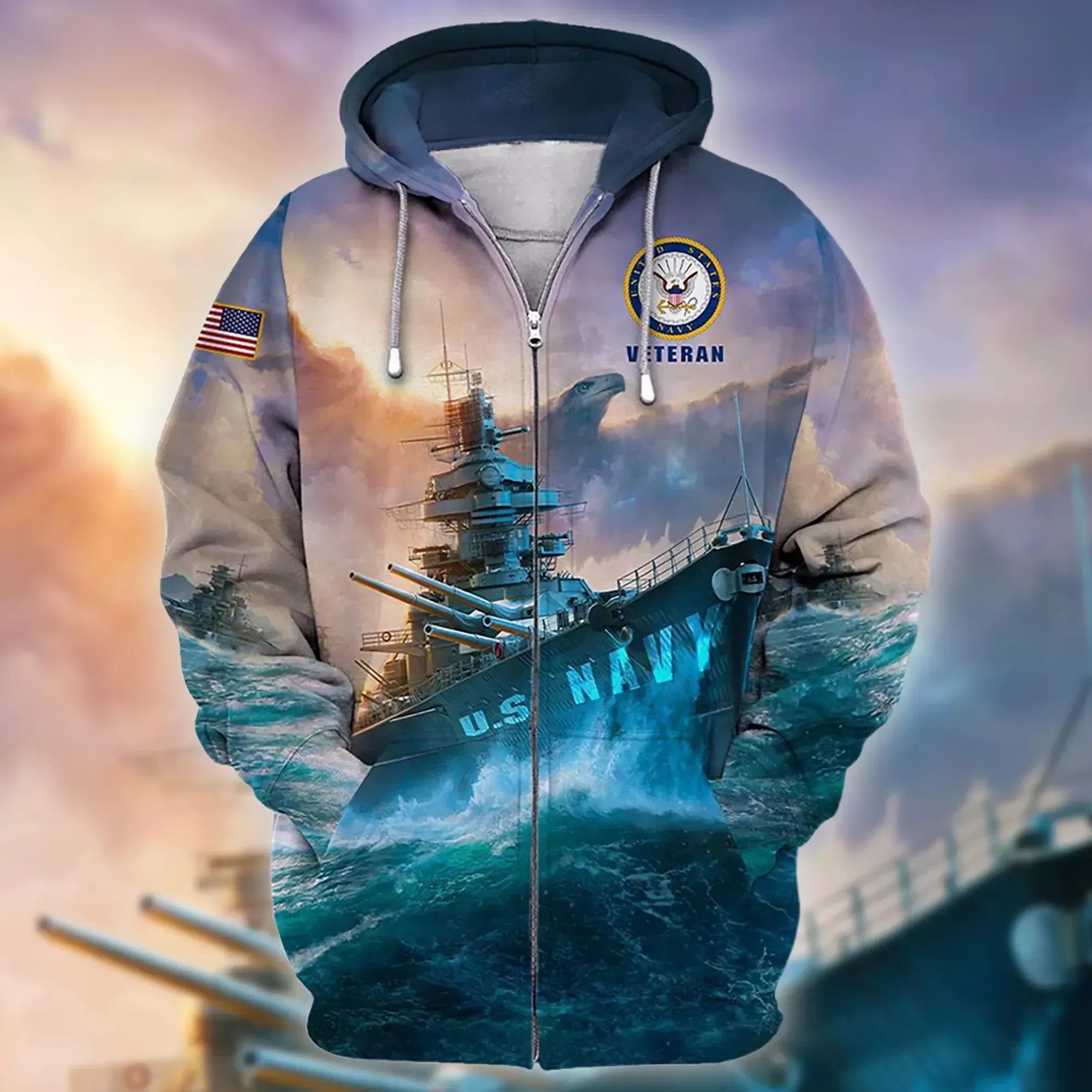 Premium Unique Veteran Zip Hoodie Ultra Soft and Warm VDT10015MD