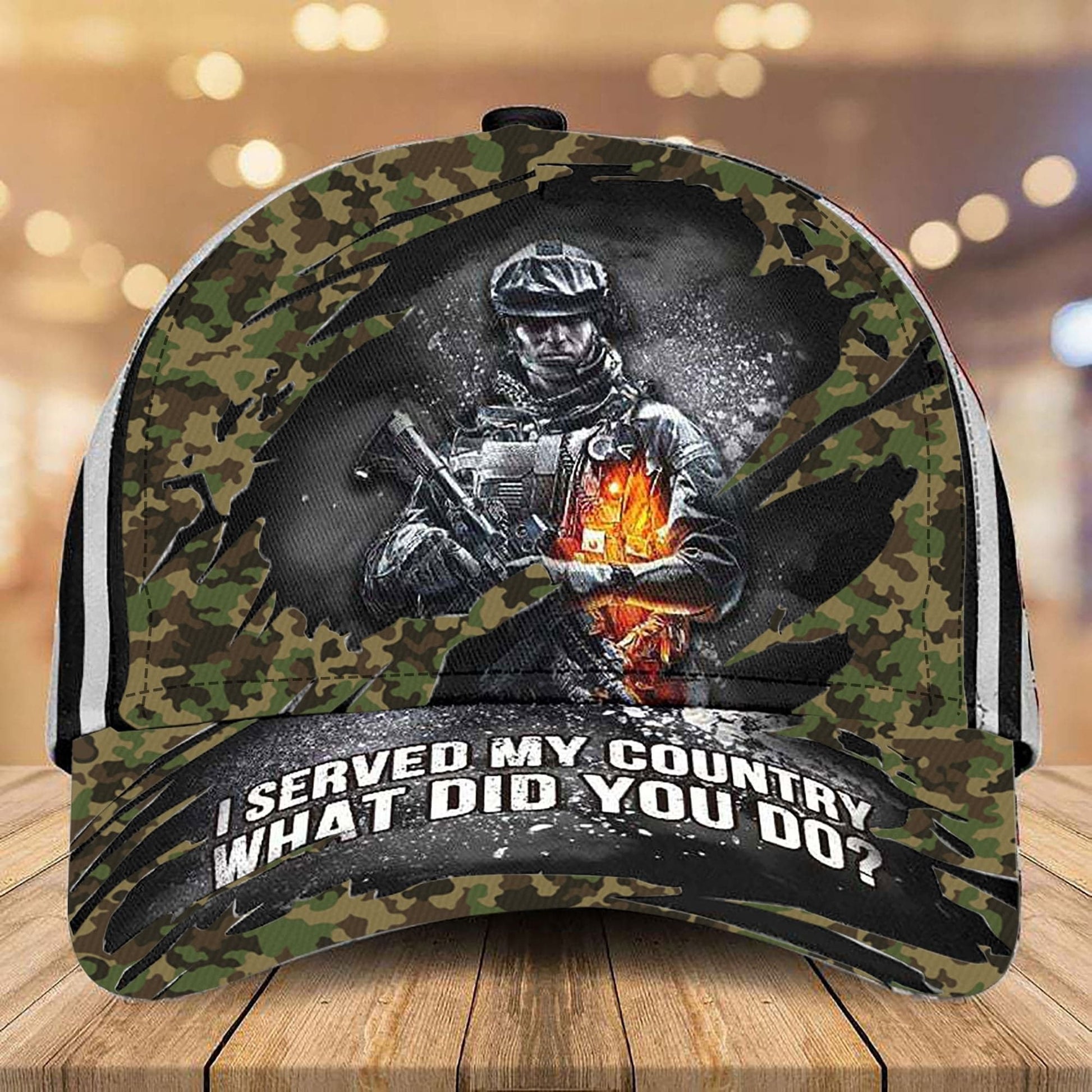 Premium I Served My Country Veteran Cap Camo