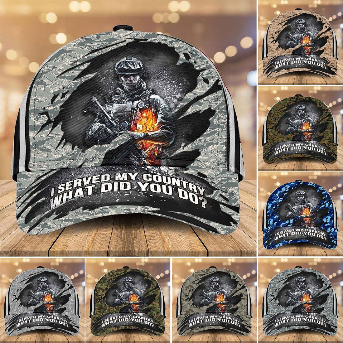 Premium I Served My Country Veteran Cap Camo