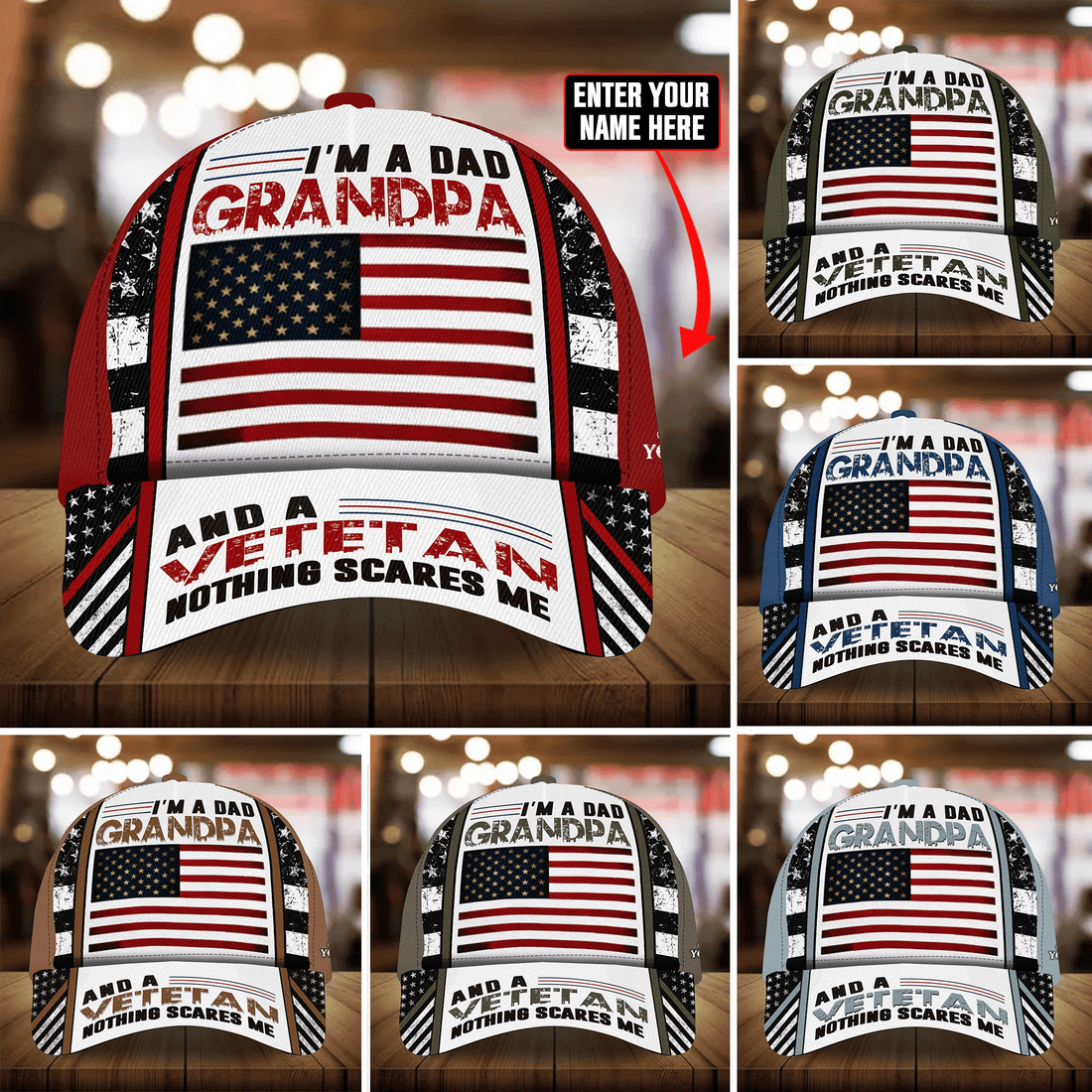 Best Premium Veteran Cap 3D Cotton Multicolor Personalized