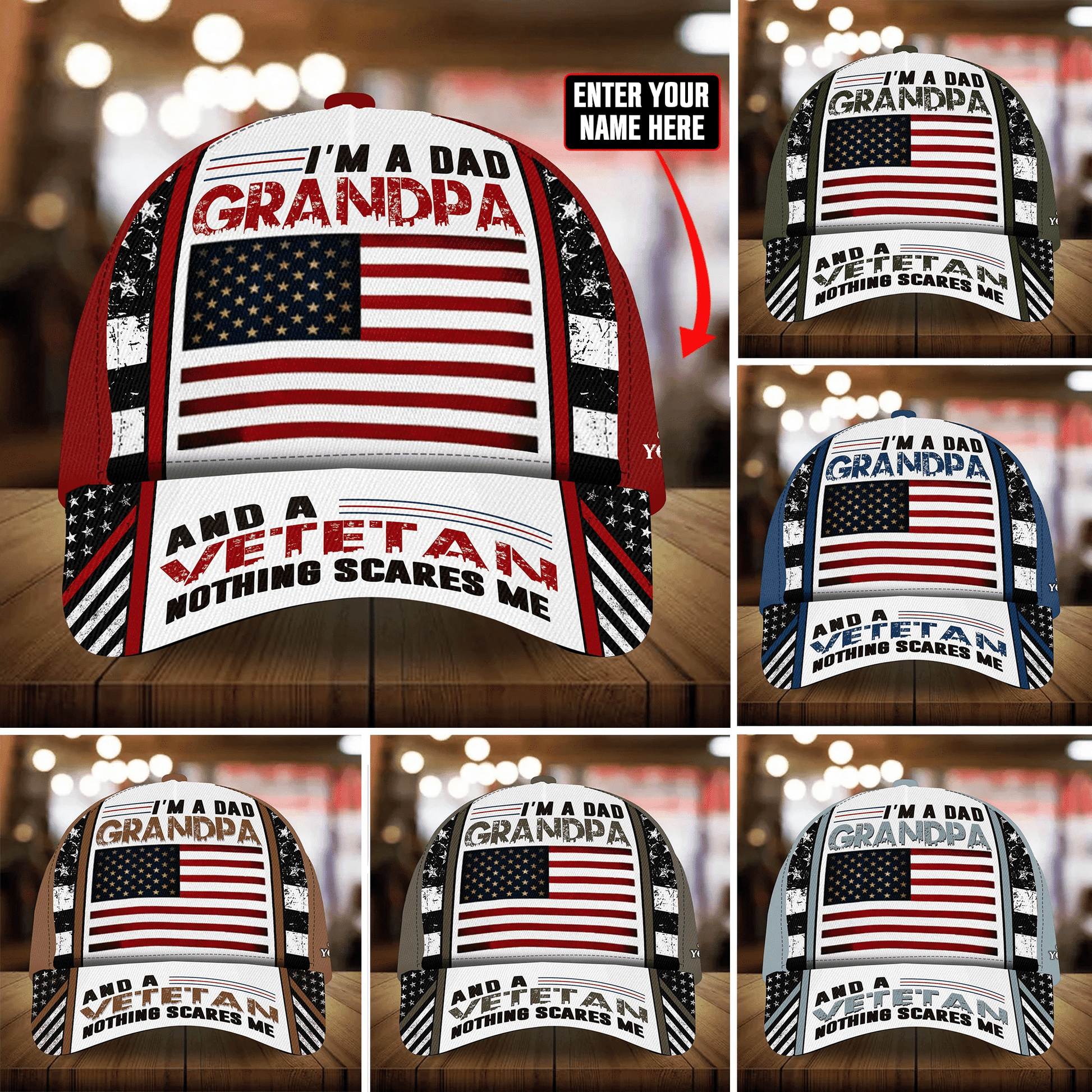 Best Premium Veteran Cap 3D Cotton Multicolor Personalized