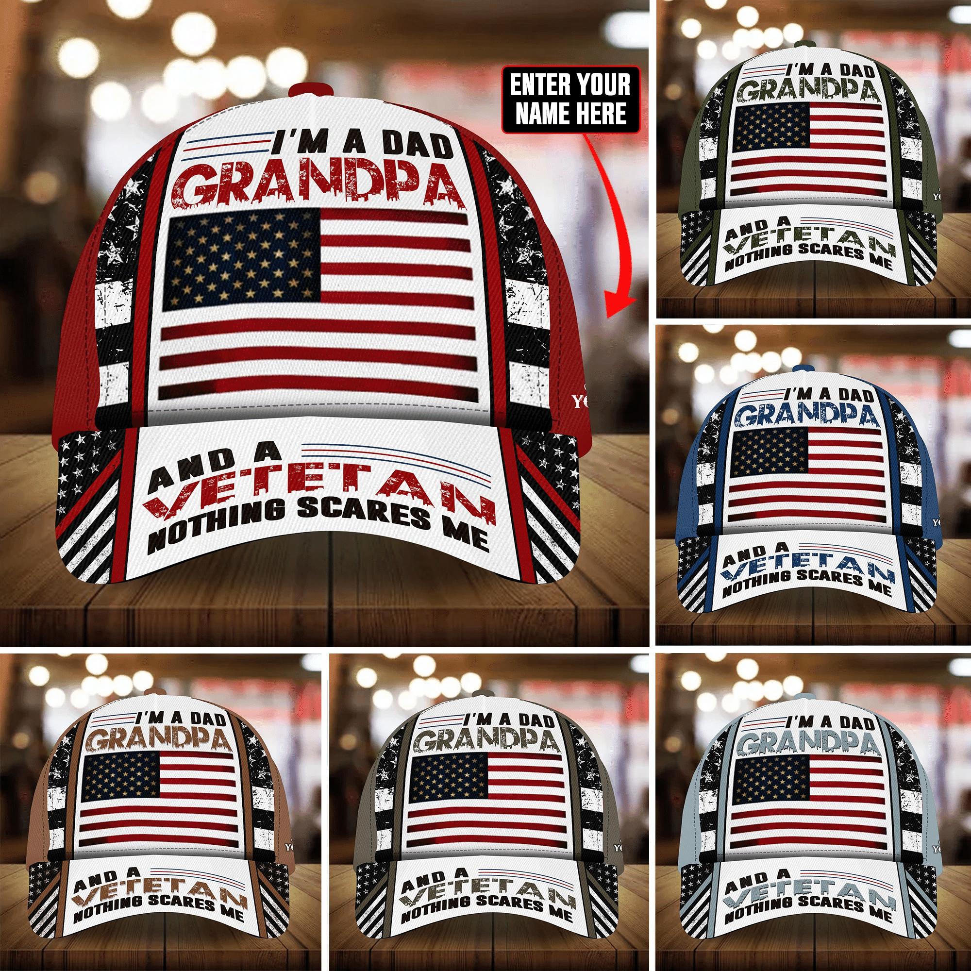Best Premium Veteran Cap 3D Cotton Multicolor Personalized