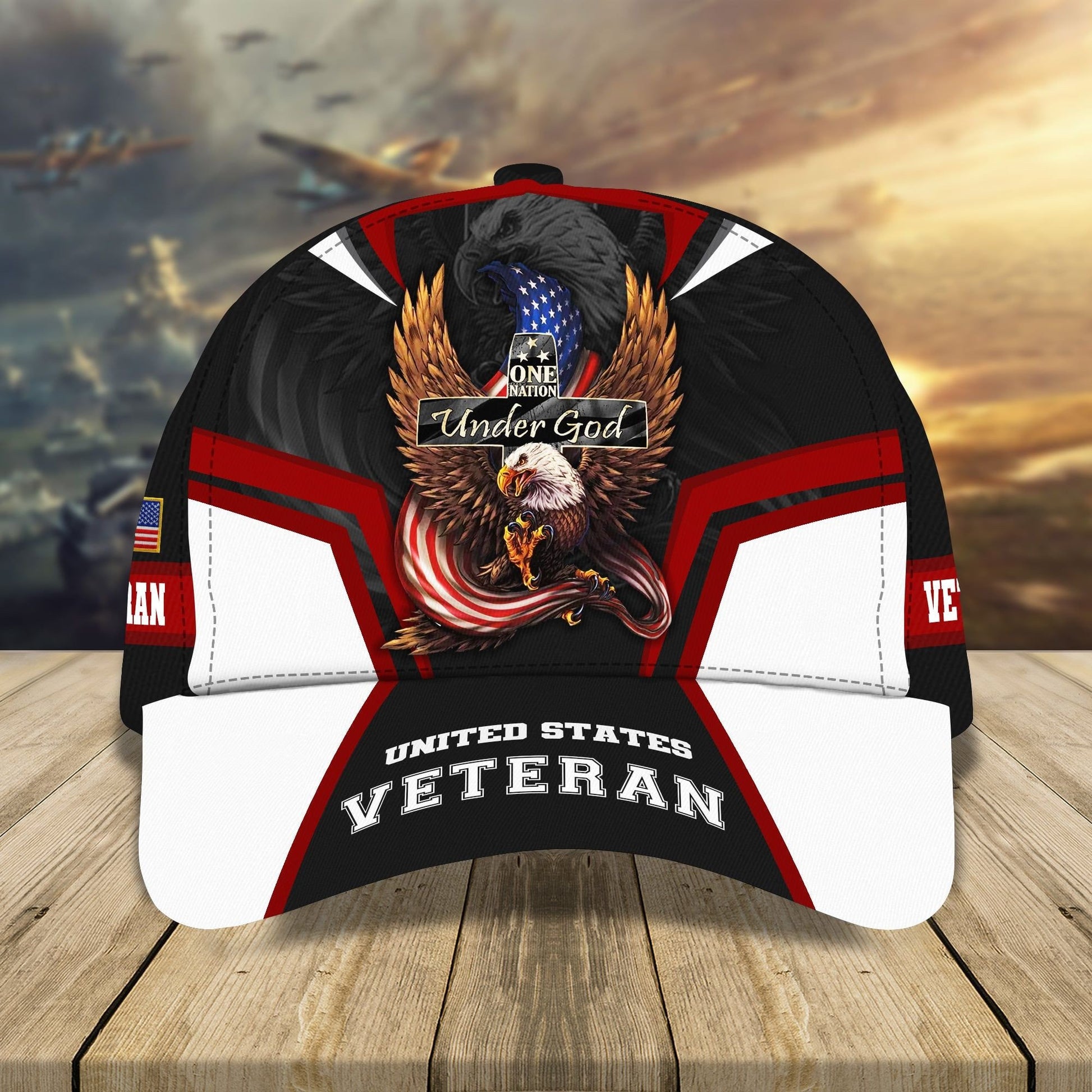US Veteran One Nation Under God Classic Cap Multicolored 3D Printed