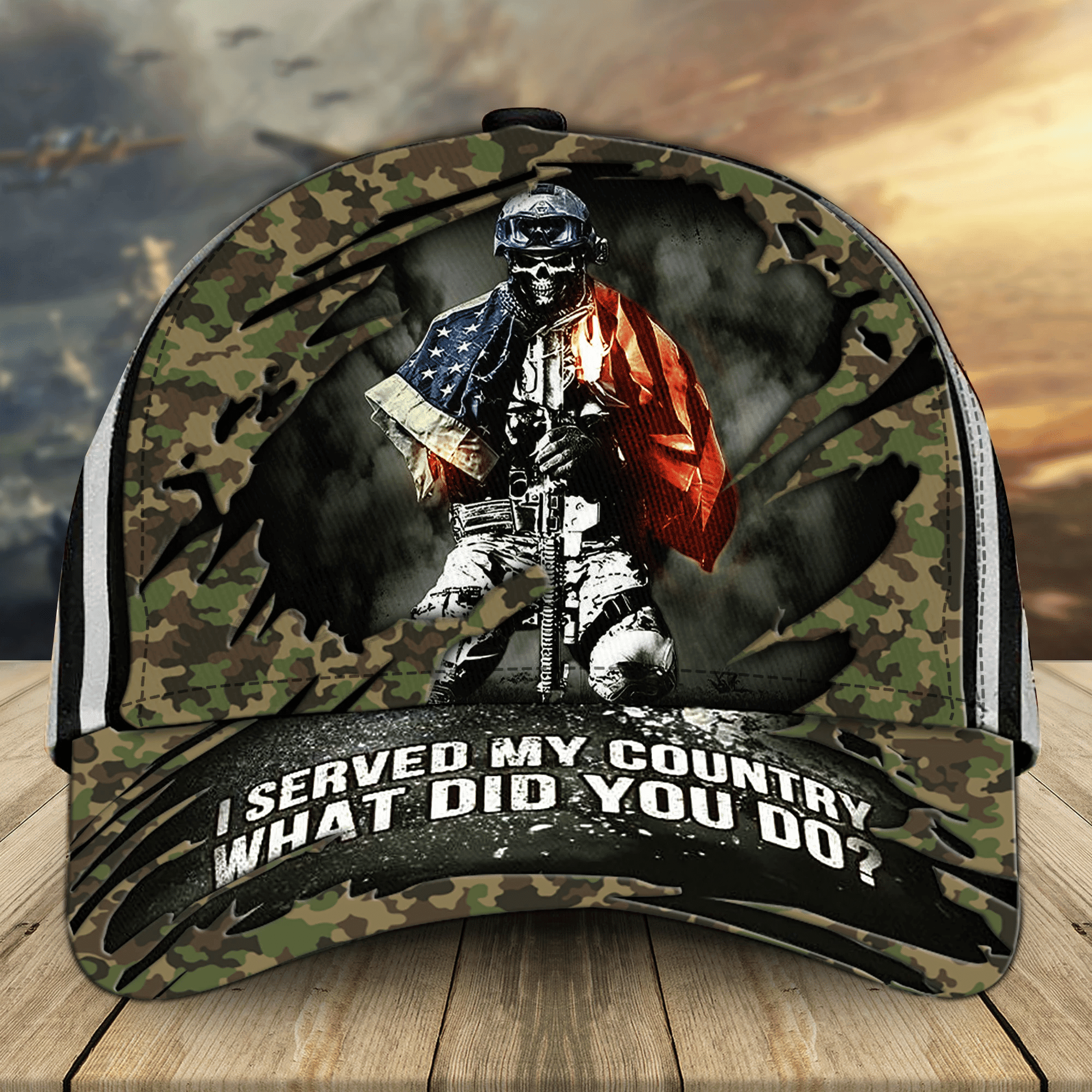 Proud To Be A US Veteran Classic Cap Multicolored 3D Printed