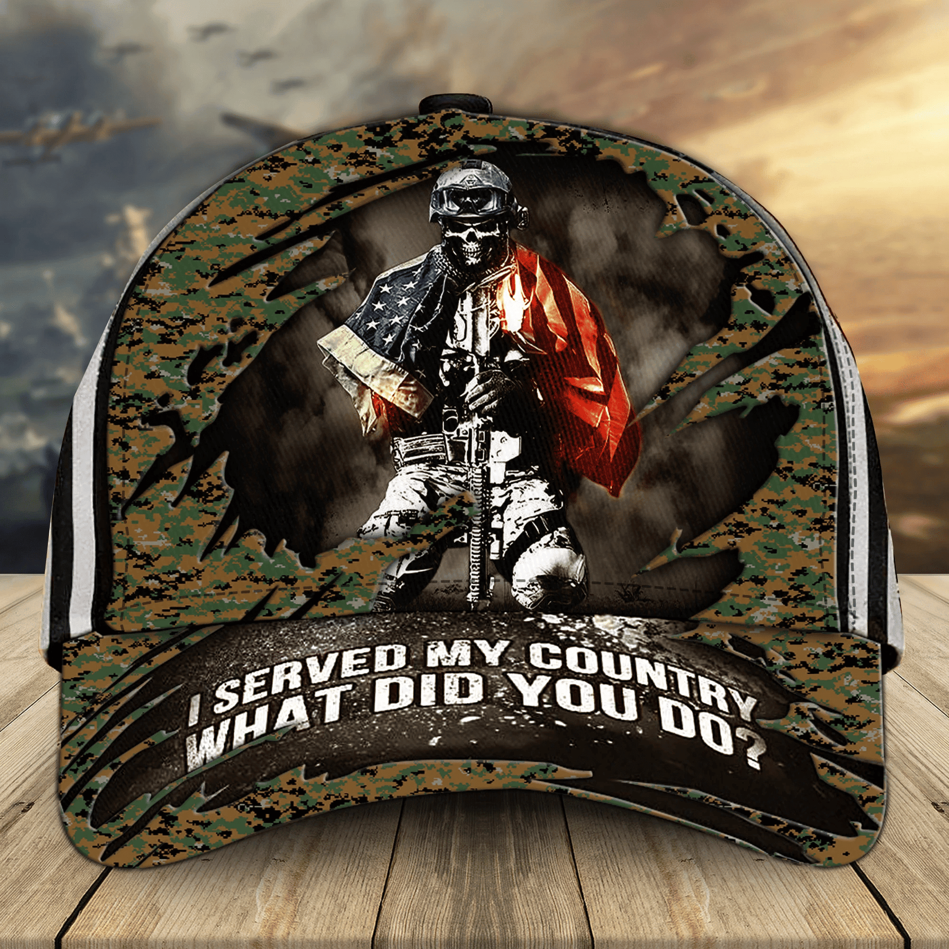 Proud To Be A US Veteran Classic Cap Multicolored 3D Printed