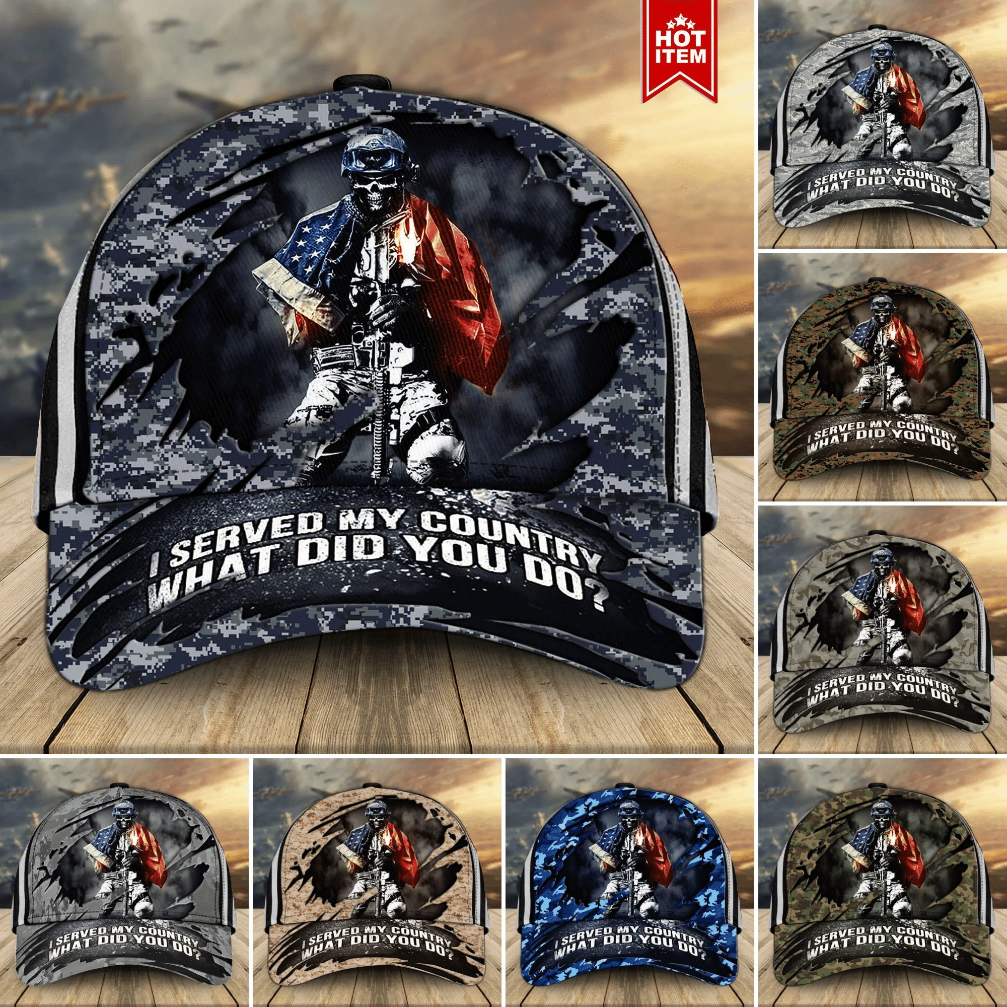 Proud To Be A US Veteran Classic Cap Multicolored 3D Printed