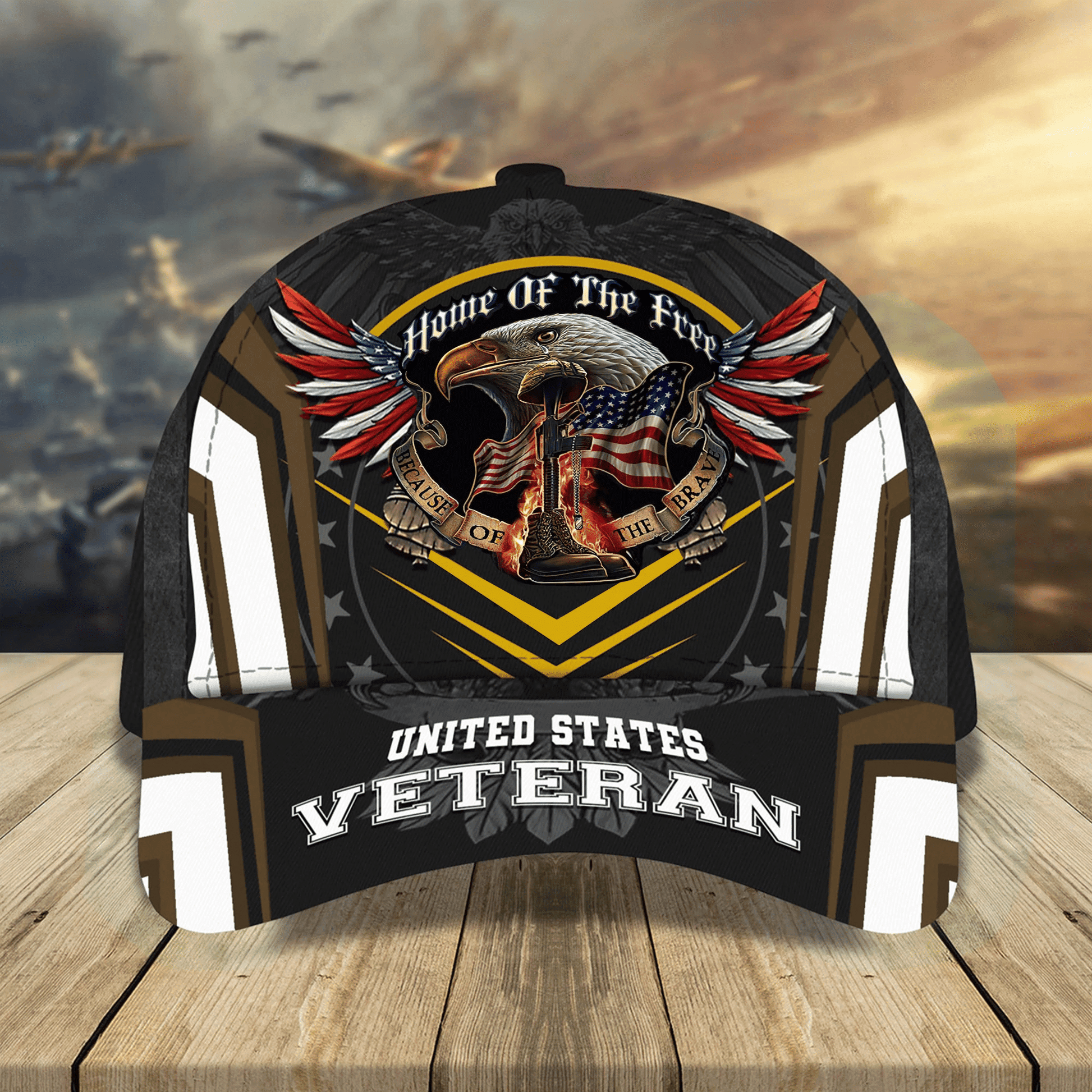 Premium Home Of The Free Veteran Cap Multicolor Personalized