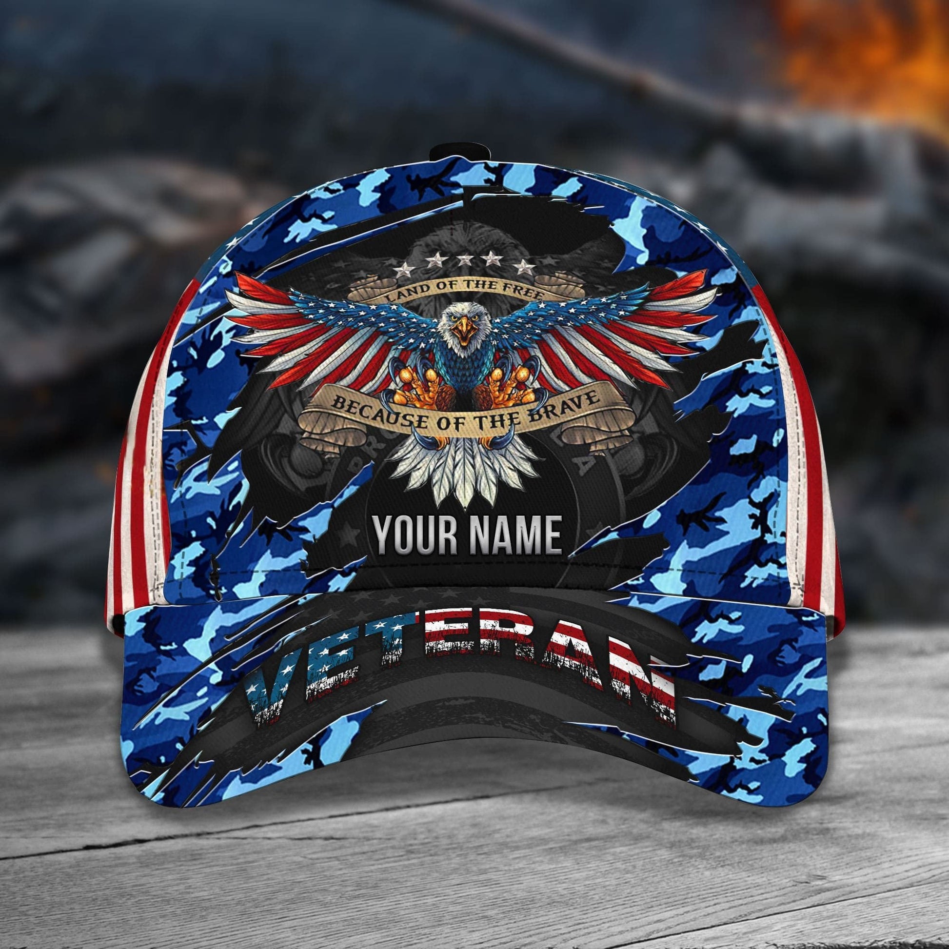 Personalized Premium Eagle Veteran Classic Cap Camo US Flag CPVC080911