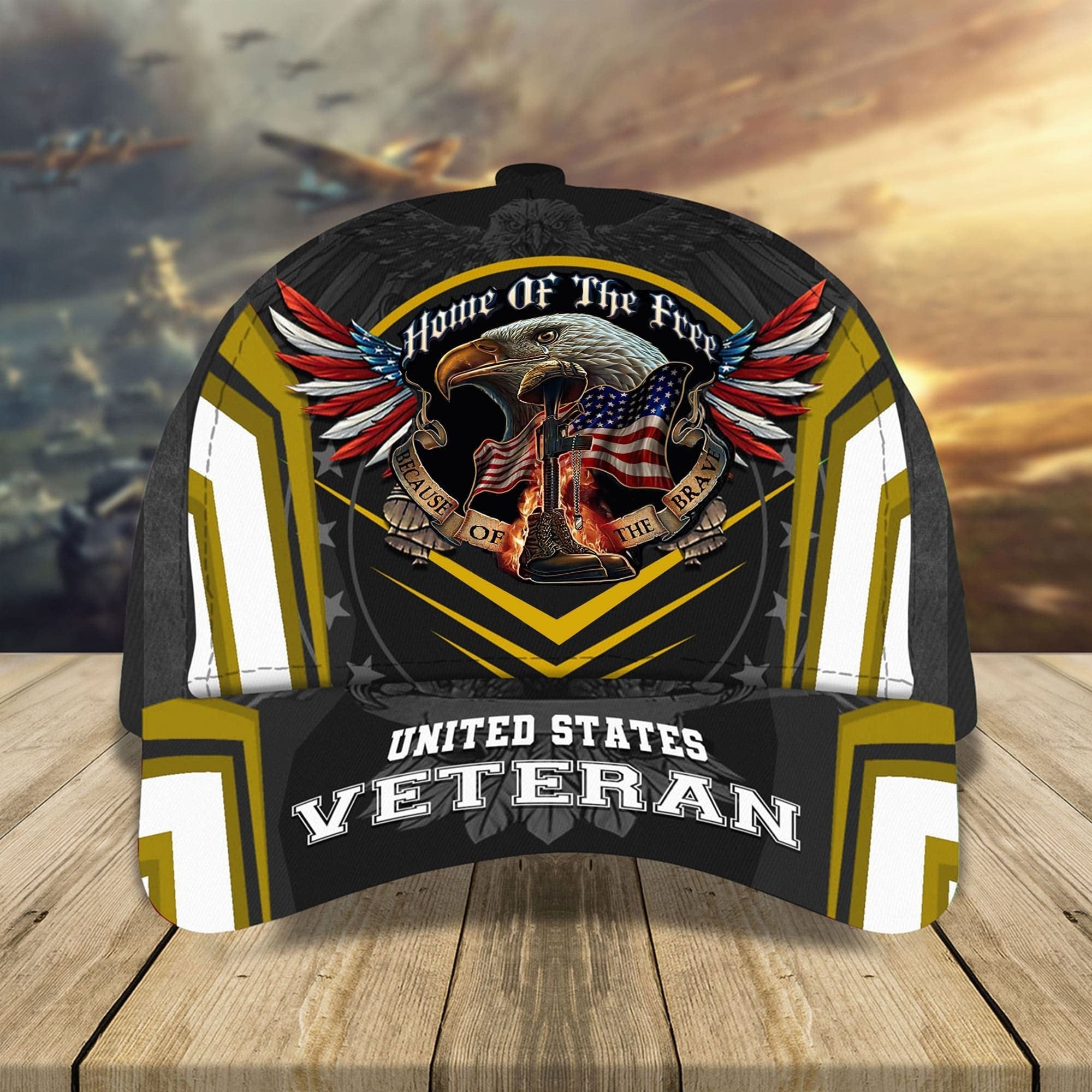 Premium Home Of The Free Veteran Cap Multicolor Personalized