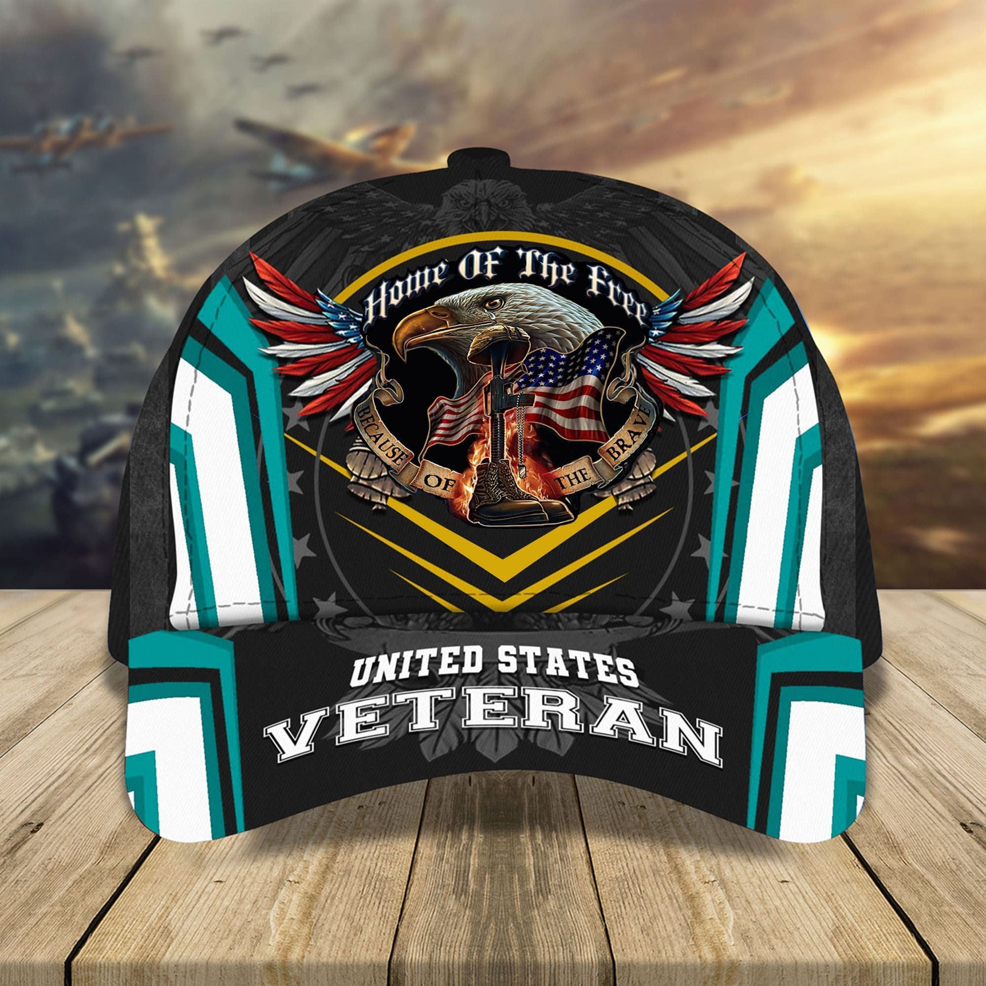 Premium Home Of The Free Veteran Cap Multicolor Personalized