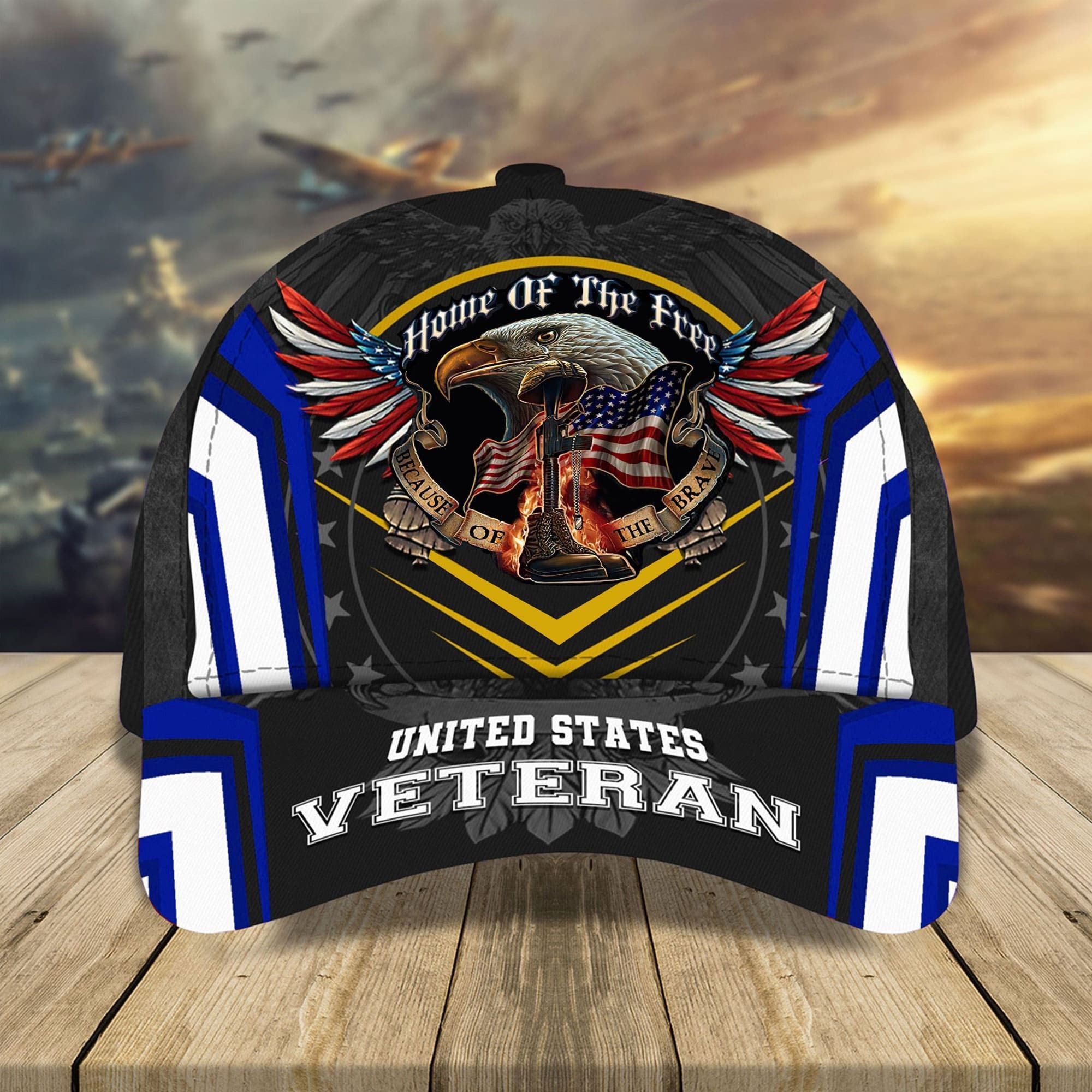Premium Home Of The Free Veteran Cap Multicolor Personalized